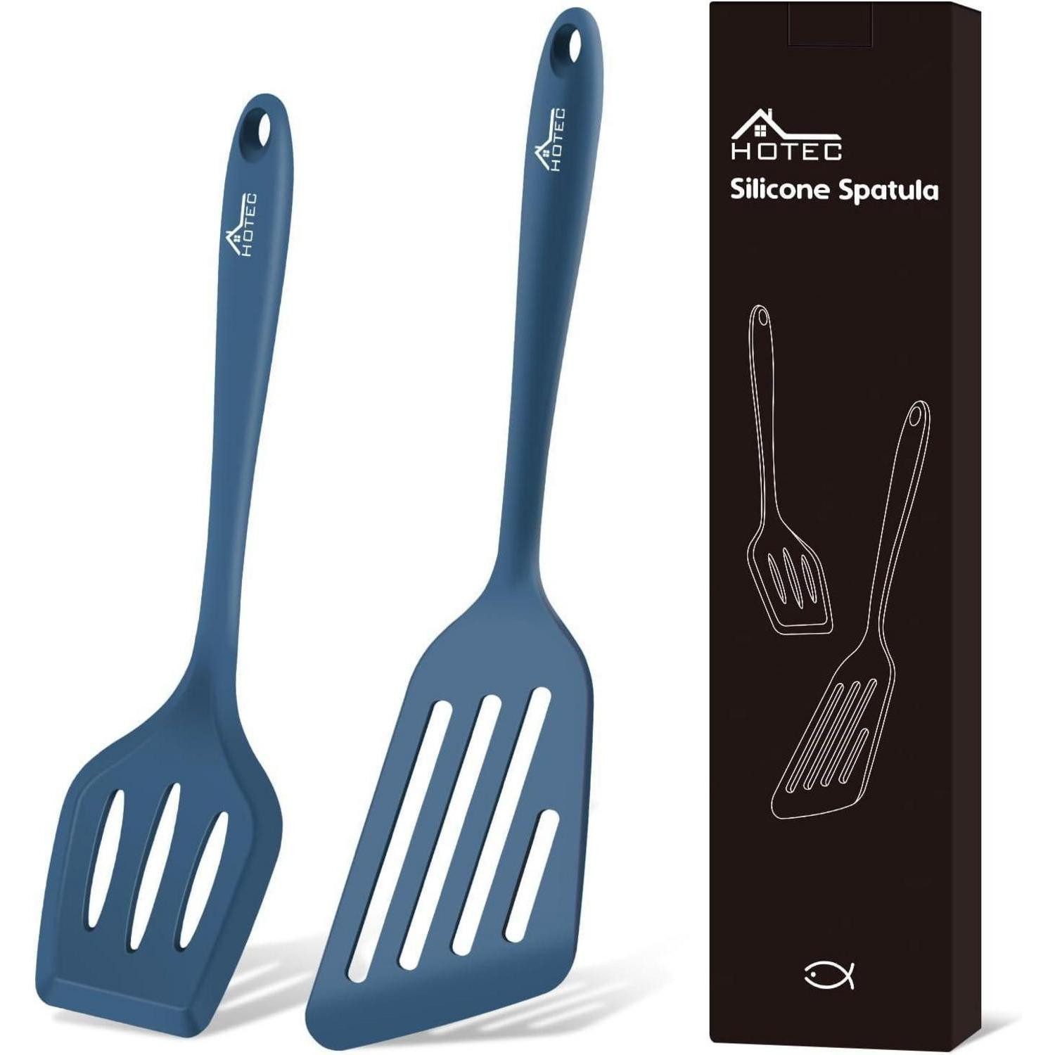Pfannenwender Pfannenwender Set Silikon Geschlitzt Spatel BPA Frei 2 Stück Blau