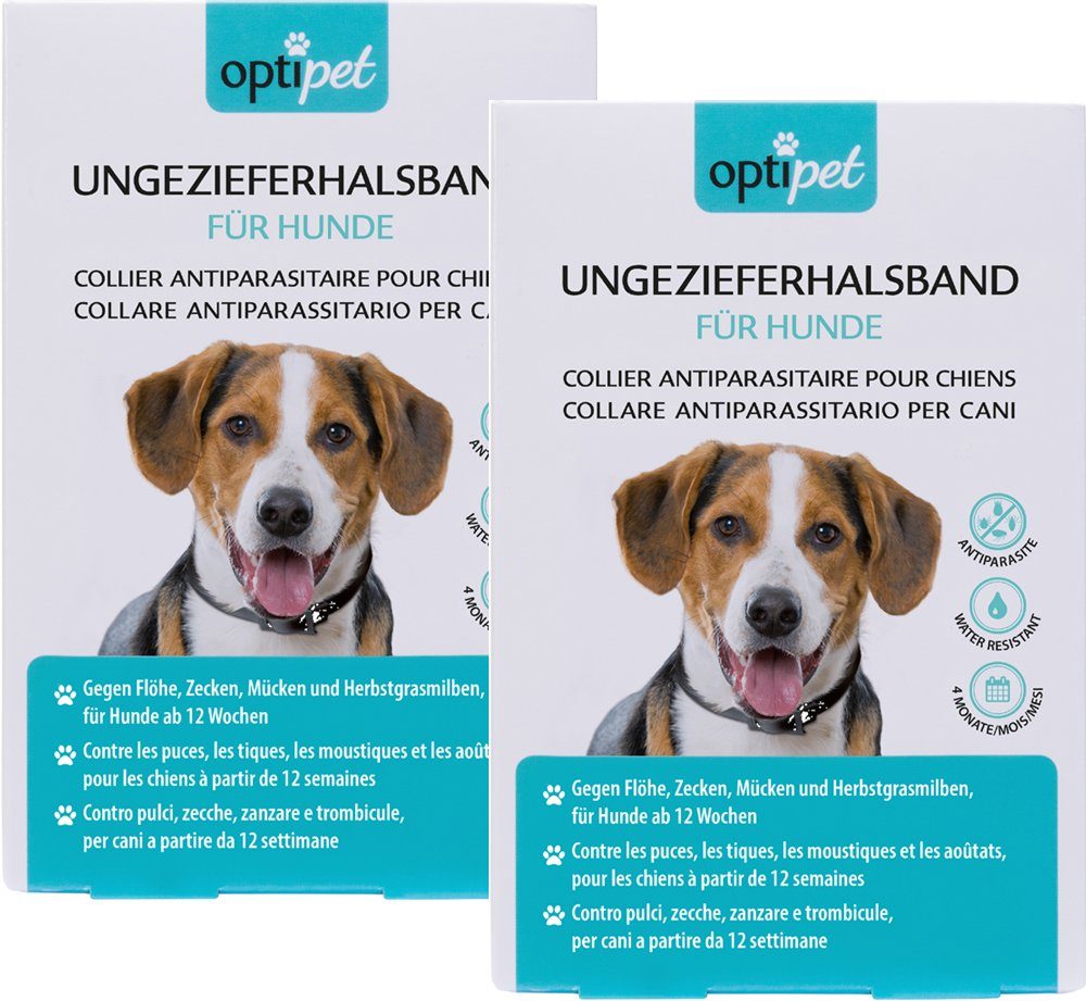 OptiPet Tier-Halsband Flohhalsband für Hunde Zeckenhalsband, Wirkt 4 Monate, wasserfest für Hunde ab 12 Wochen