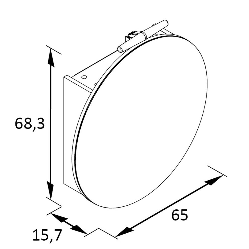 Lomadox Spiegelschrank BELFORT-80 mit runder Spiegeltür, LED-Aufbauleuchte, 65cm Durchmesser, weiss matt