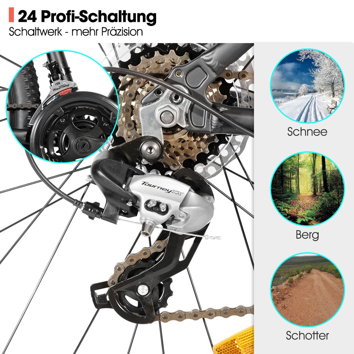 HILAND Mountainbike 27.5 Zoll Offroad-MTB für Erwachsene, Männer und Frauen, 24 Gang, 24 Gänge, leichter Aluminiumrahmen, hydraulische Scheibenbremsen