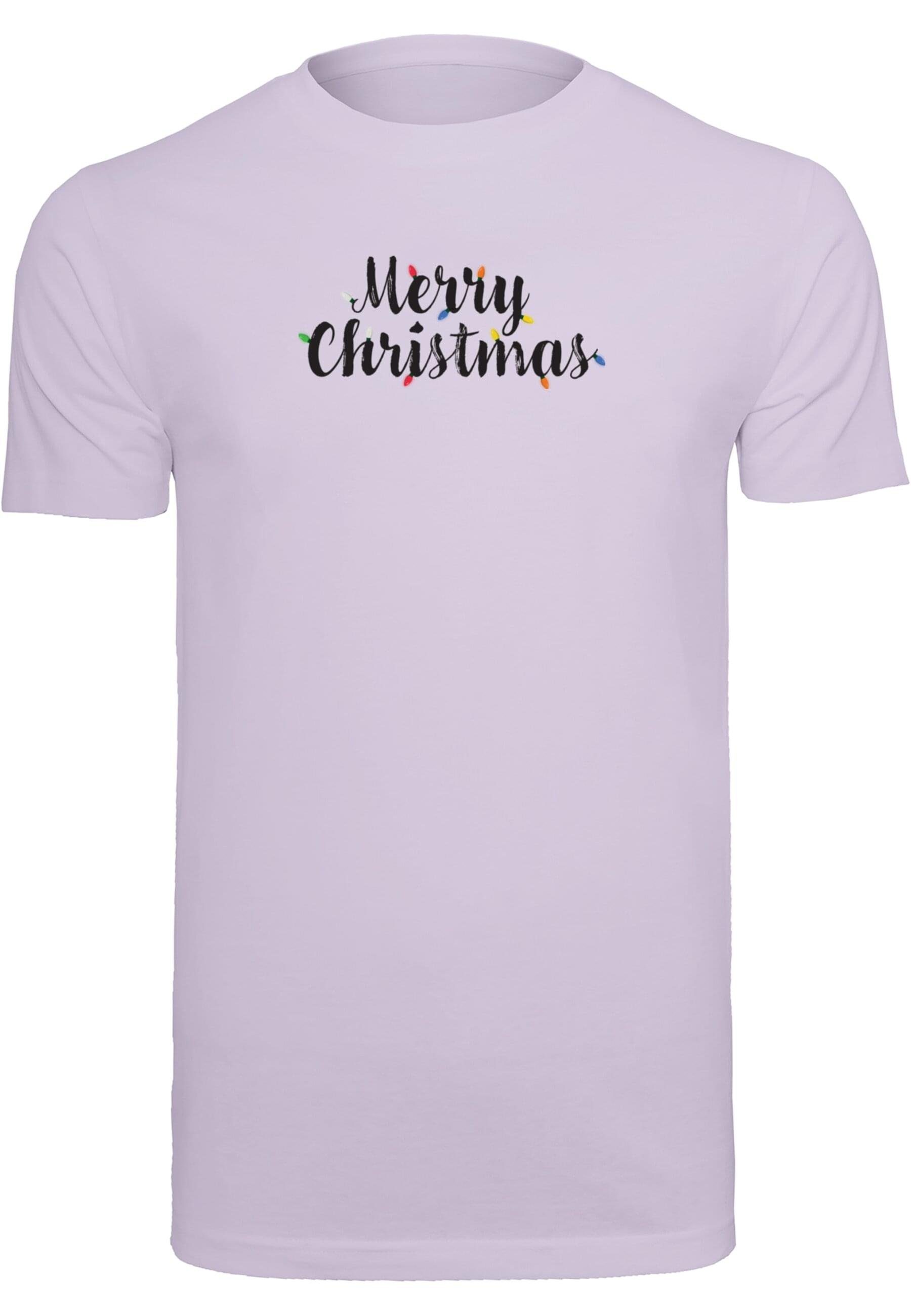 T-Shirt Neck Merchcode Christmas Merry Round (1-tlg) T-Shirt Herren Lights lilac