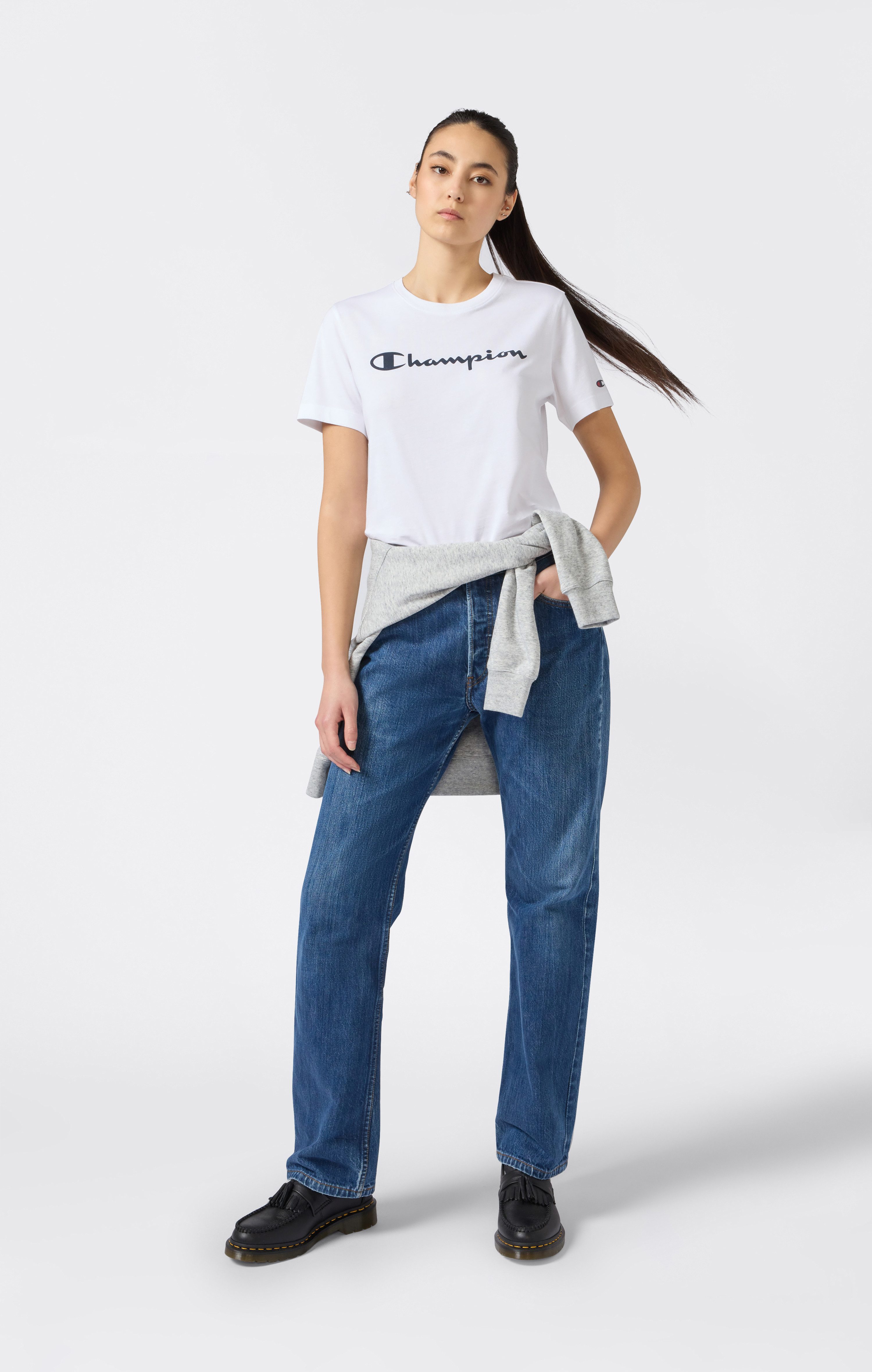 Champion T-Shirt mit Rundhalsausschnitt, Kurzarm, aus Baumwolle, klassischer Schnitt