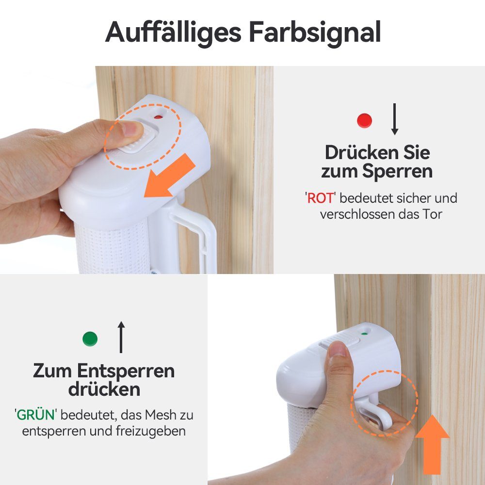 Flexible Haustier-Türgitter Treppenschutzgitter Einziehbar (Kinderschutzgitter Weiß MAEREX Türschutzgitter 0-140cm), 0-180°