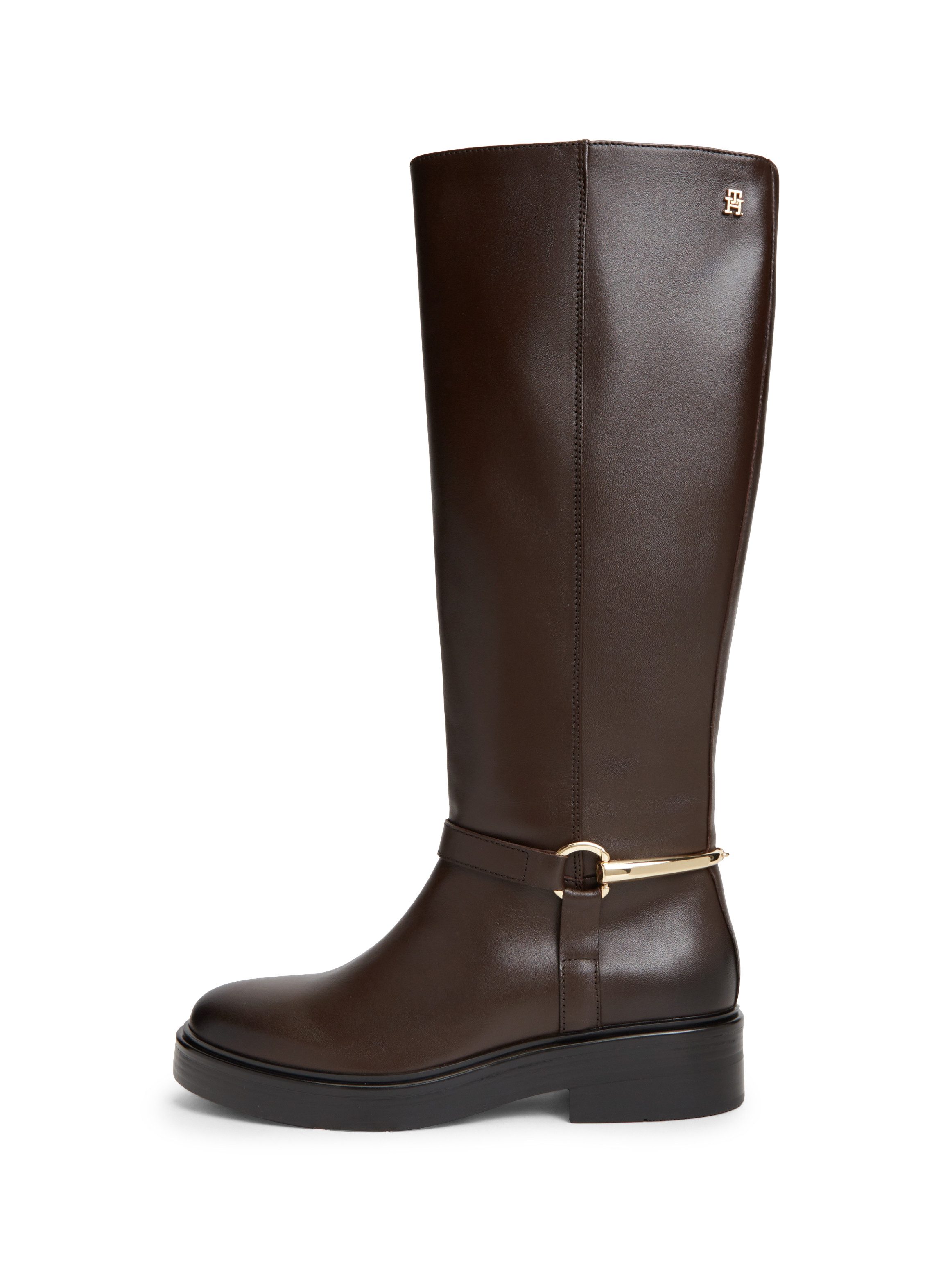 Tommy Hilfiger TH STUD LEATHER KNEE RIDING BOOT Stiefel Blockabsatz, Langschaftstiefel mit goldfarbener Zierspange – Bild 5 von 5