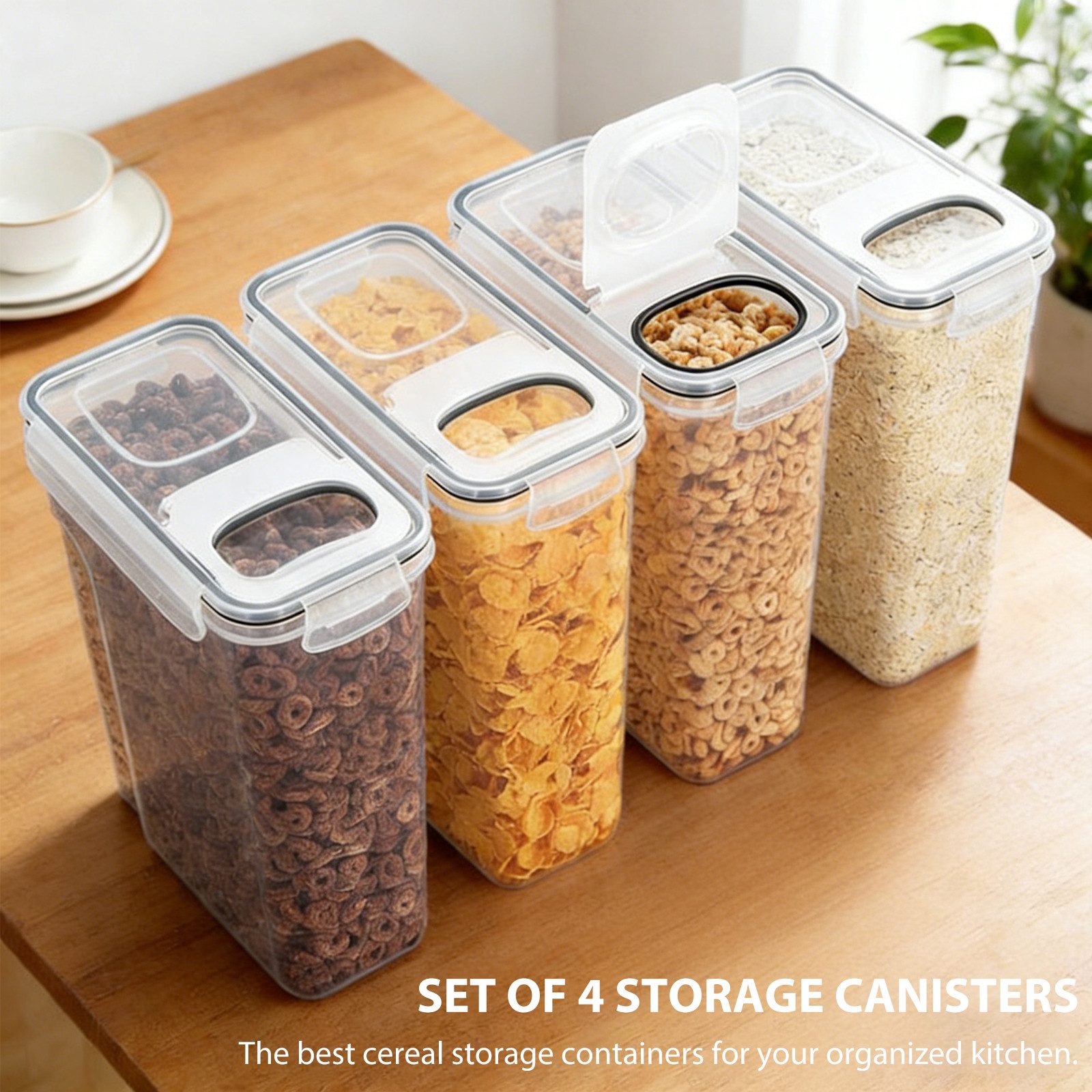 BlingBin Vorratsdose Frischhaltedose mit Deckel Luftdicht, Aufbewahrungsboxen Set, PP + Silikon, (4er Set, 4-tlg., 4 Stück), 2,5L Vorratsbehälter für Mehl,Zucker,Körner,Müsli,Cornflakes,Spaghetti