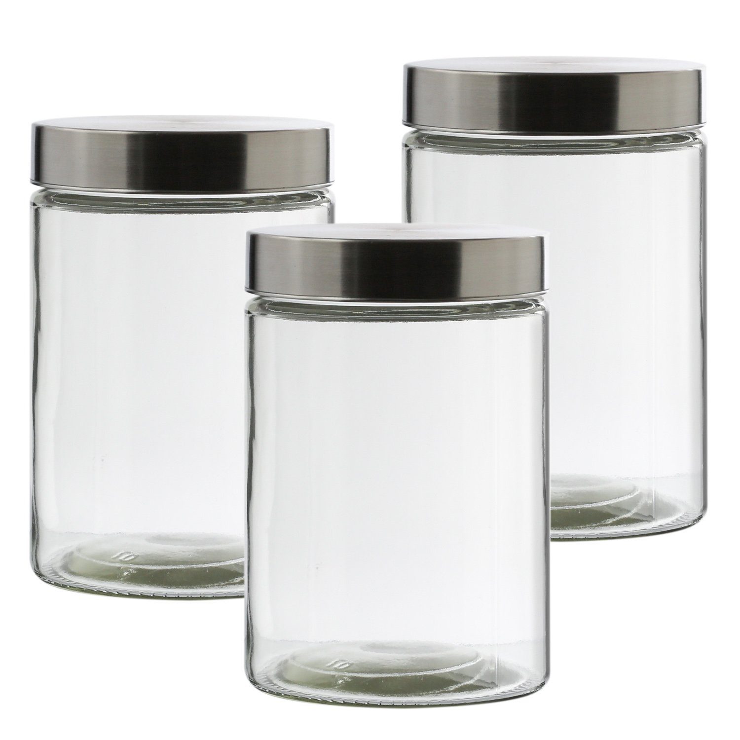 GAUMENKICK Vorratsglas Vorratsdose M Glasbehälter 1,25Liter Aufbewahrungsglas Vorratsglas 3St, Glas, (3-tlg)