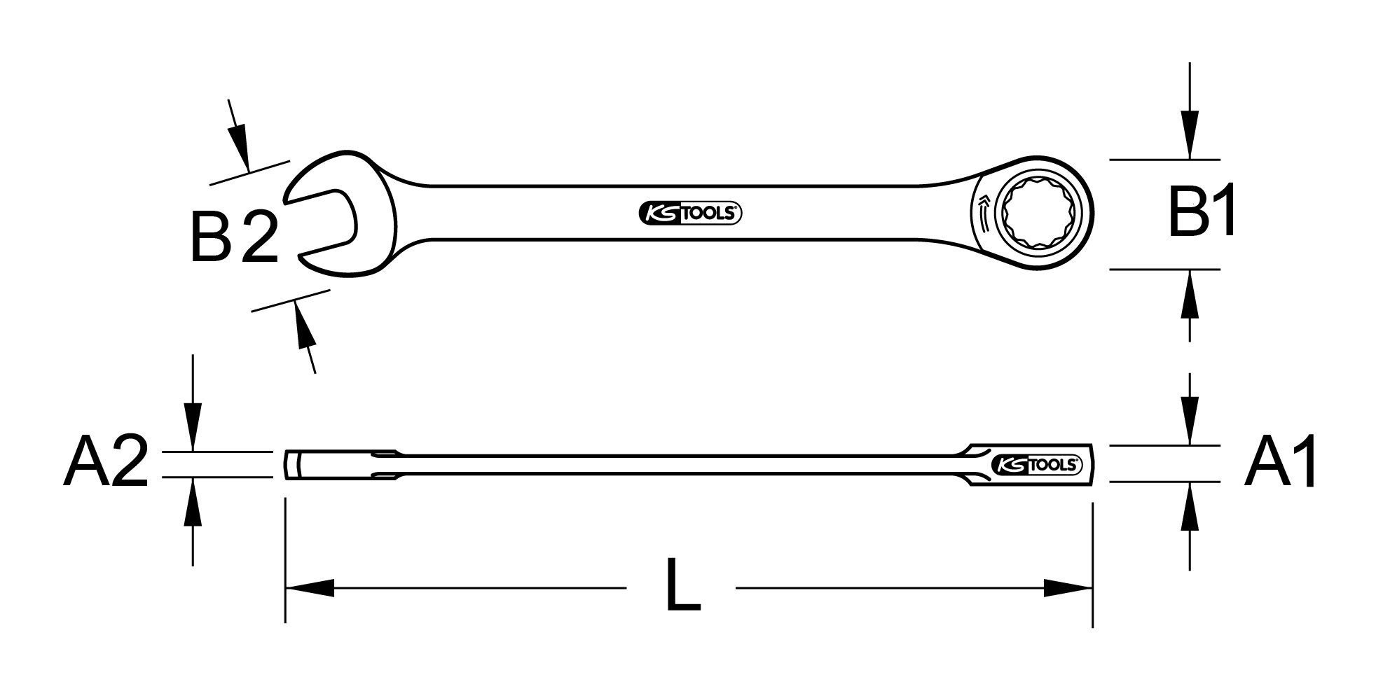 15 mm Tools GEARplus, Ratschenringschlüssel Ratschenringmaulschlüssel, KS