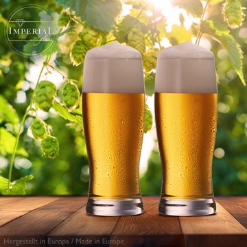 IMPERIAL glass Bierglas Biergläser aus Glas 500ml (max 670ml) Set 6-Teilig, Crystalline Glas, Bierseidel Weizengläser hohes Bierglas 0,5L Weizenbiergläser