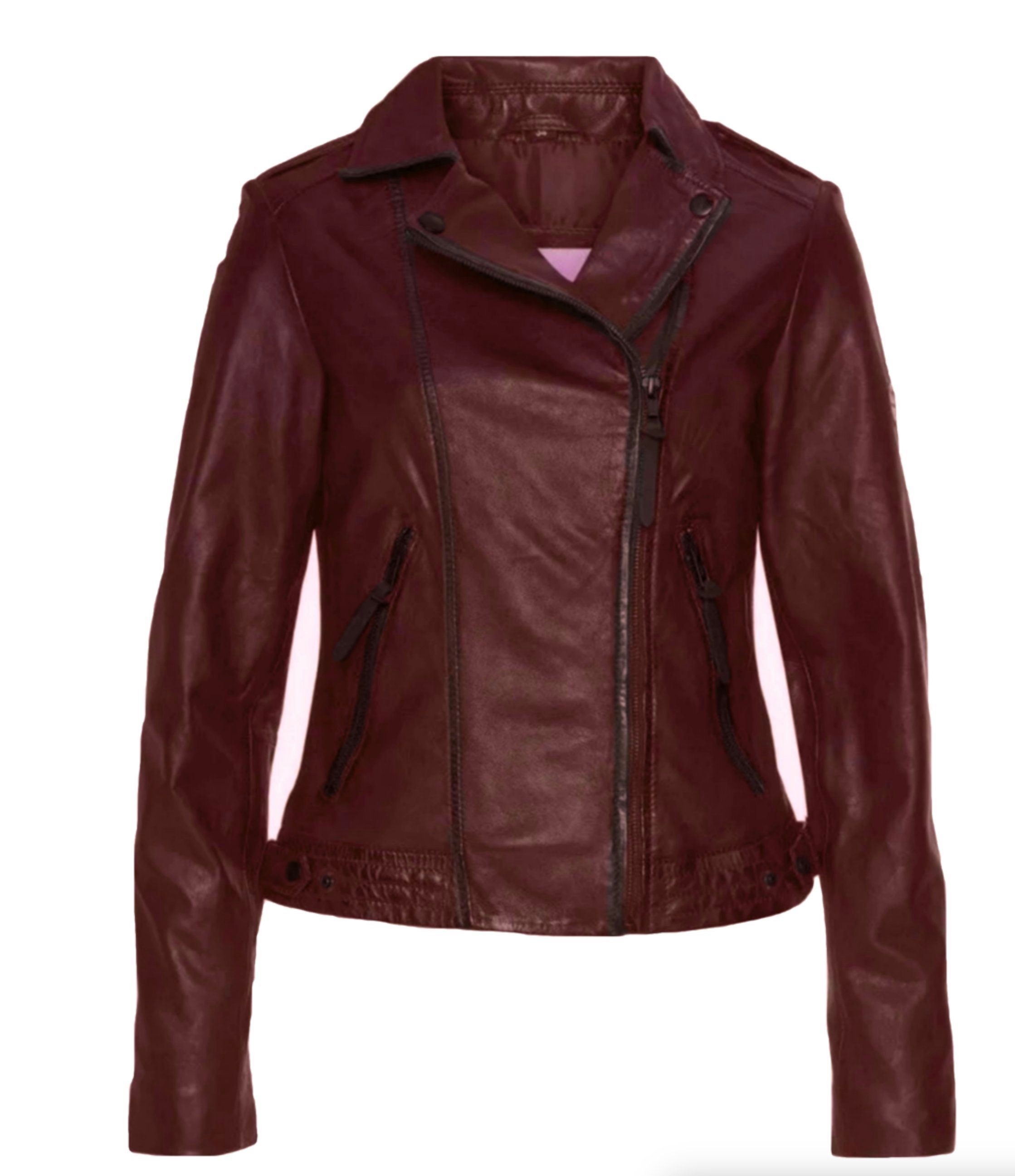 Lederjacke Bordeaux Lammnappalederjacke Collection Leder Damen (Packung) Keskin Schwarz Neu Echt