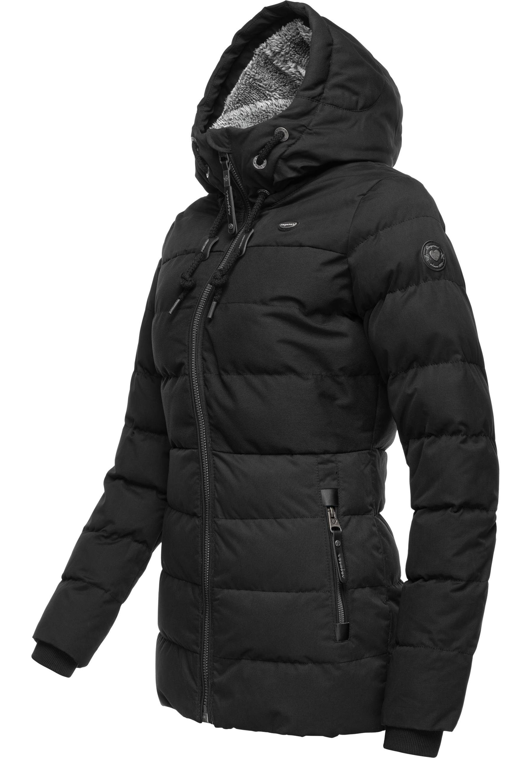 Ragwear Teddyfell-Kapuze Steppjacke mit Winterjacke Quantic stylische dark