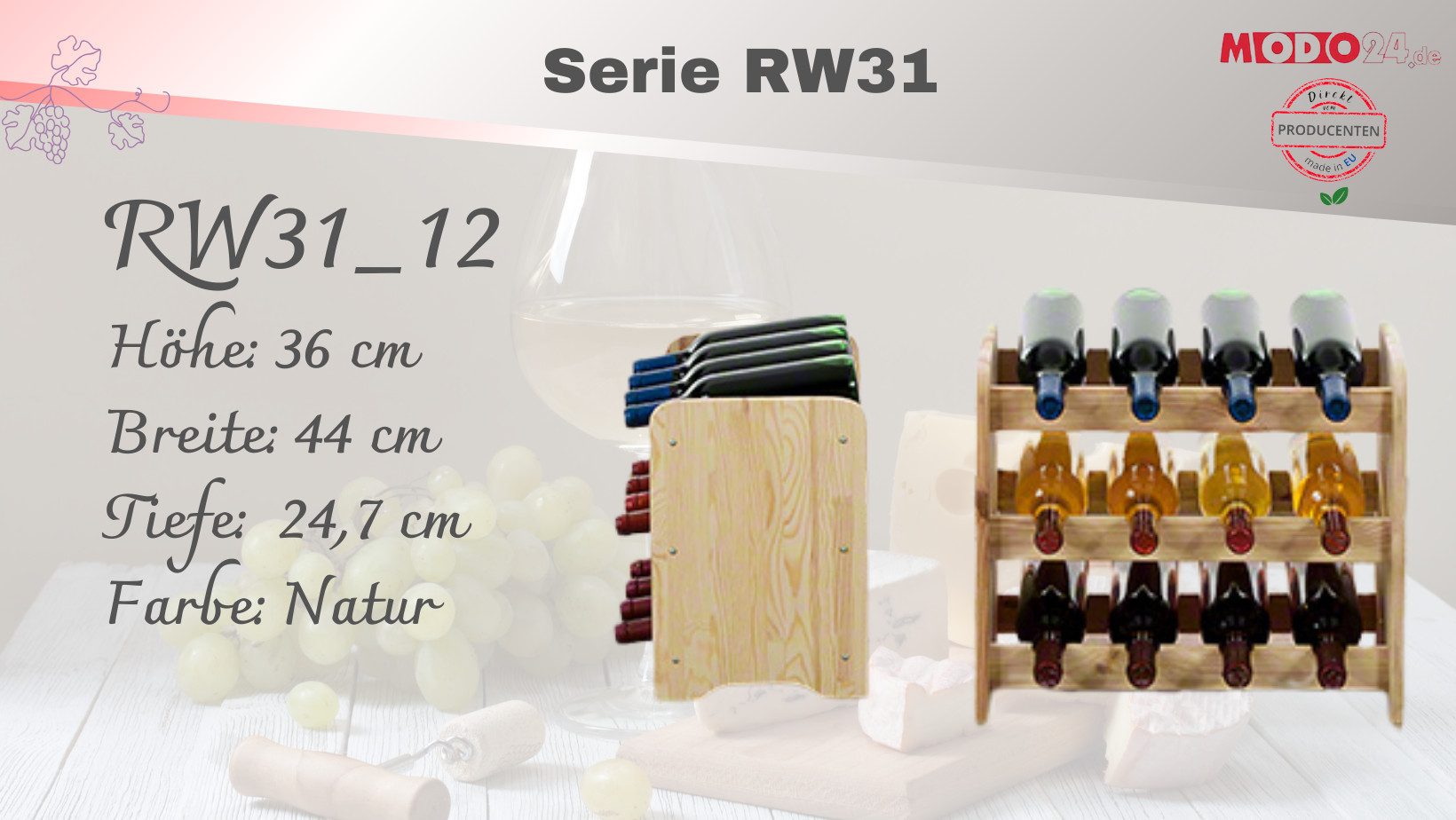 Modo24 Weinregal RW31 Flaschenregal aus Holz günstig online kaufen