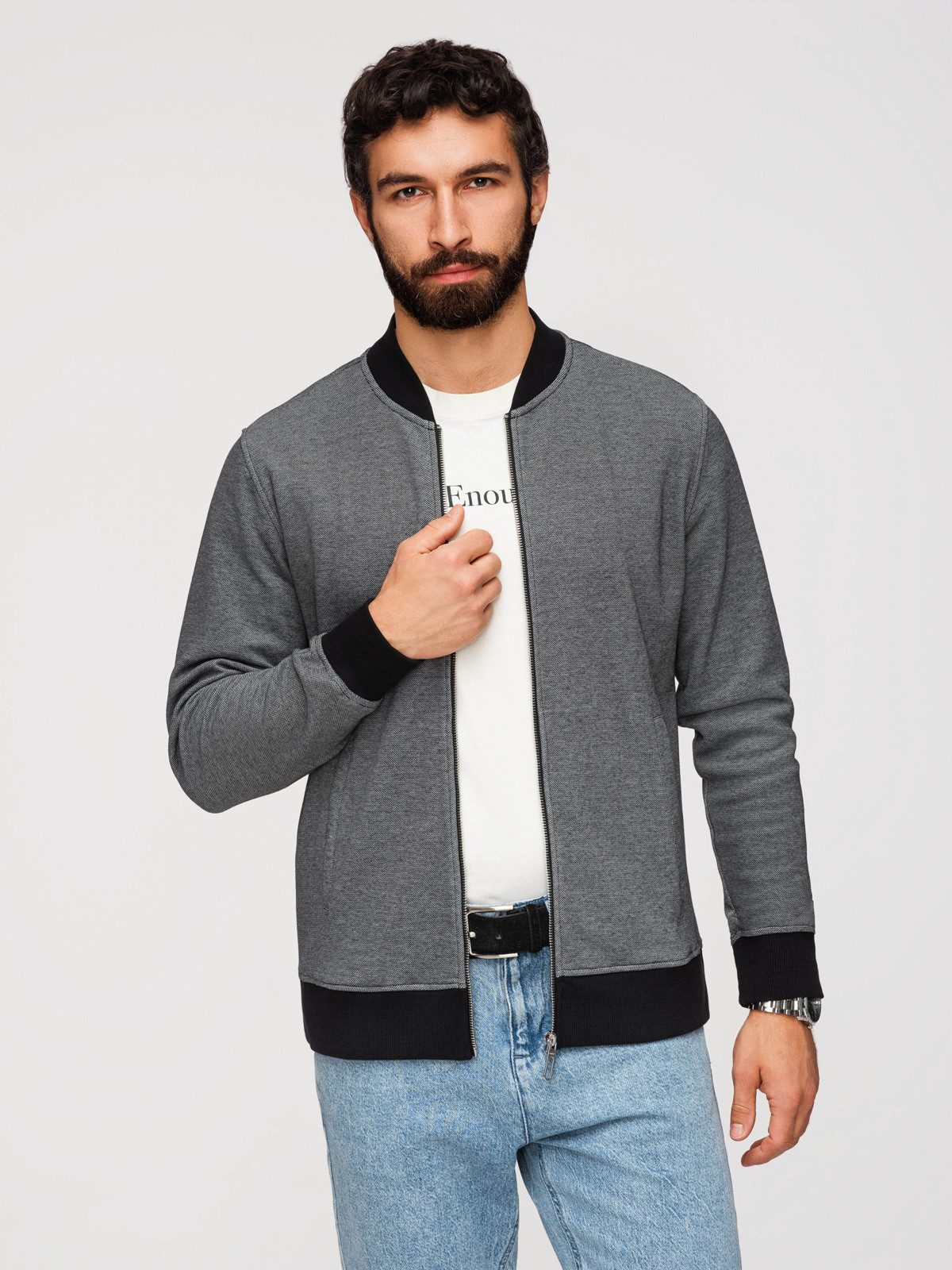 Sweatjacke Bomberjacke aus Piqué-Strick für Männer