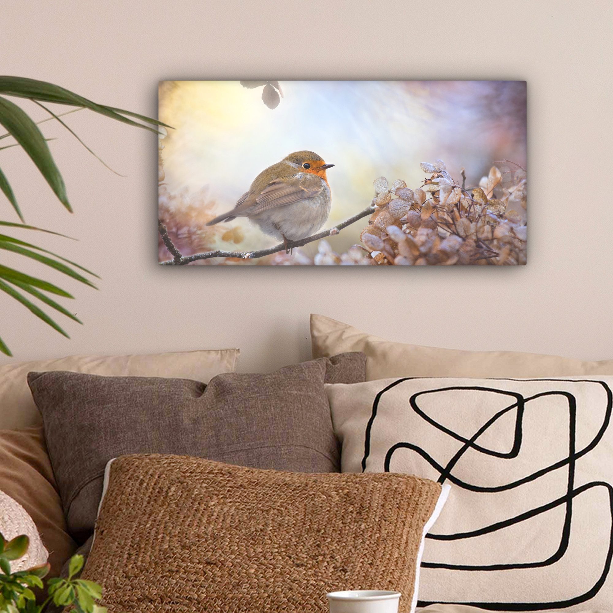 OneMillionCanvasses® Leinwandbild Panorama Vogel - Zweig günstig online kaufen
