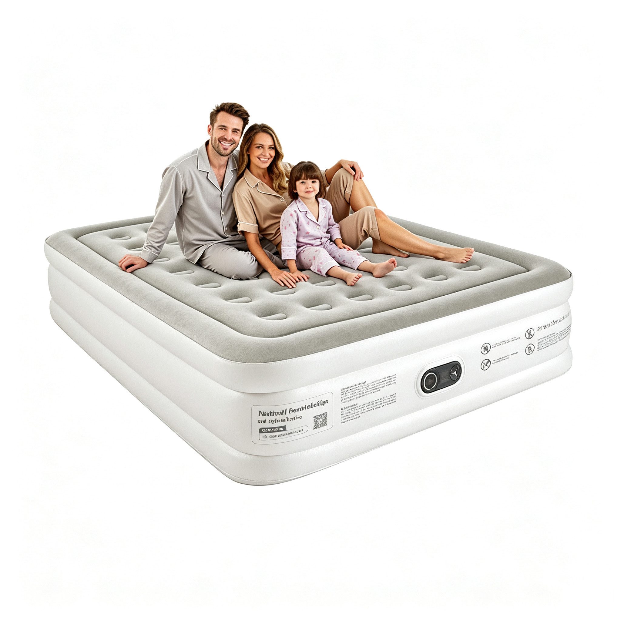MC Star Luftmatratze Komfortable Luftmatratze 18″ hoch, bis 362 kg Tragkraft, (mit integrierter Pumpe, für Gäste, Camping & Zuhause, leise & pflegeleicht, platzsparend), Family Size, inkl. Tragetasche & Pumpe