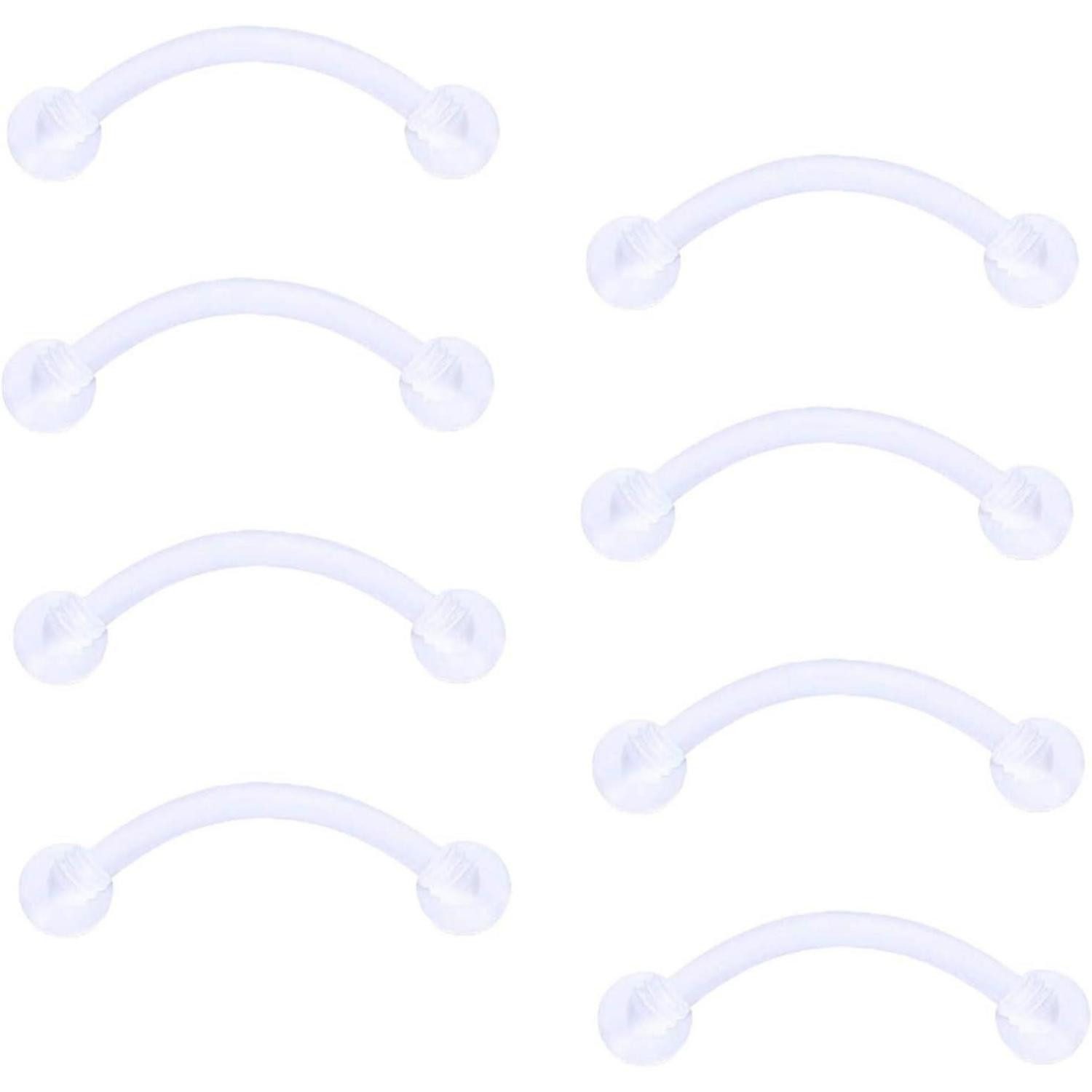 Gojewen Augenbrauenpiercing 8er Plastik Piercing Set Curved Barbell Lippe Augenbrauen Helix Rook