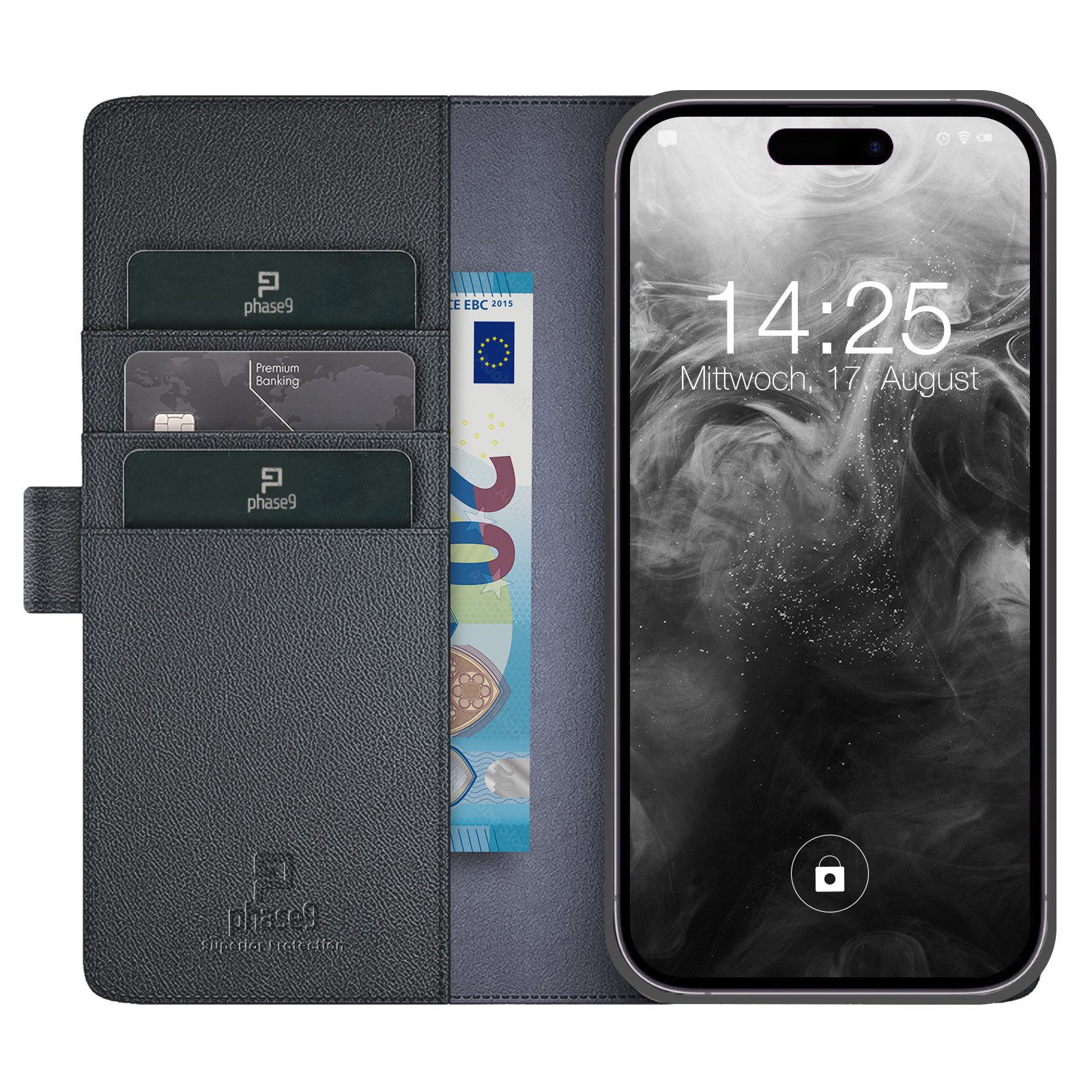Tec-Expert Handyhülle Echtleder Hülle für Apple iPhone 17 Pro Max, Cover Klapphülle Case mit Kartenfächern und Geldfach aufstellbar