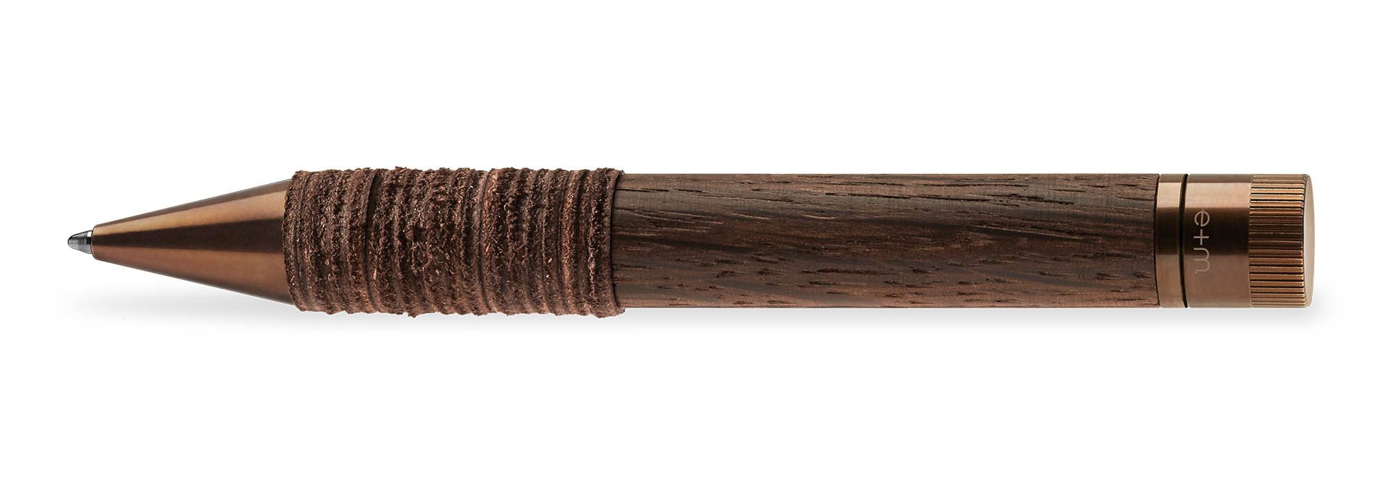 e+m Drehkugelschreiber MELANGE, Eleganz & Natürlichkeit aus massivem Holz Großraummine