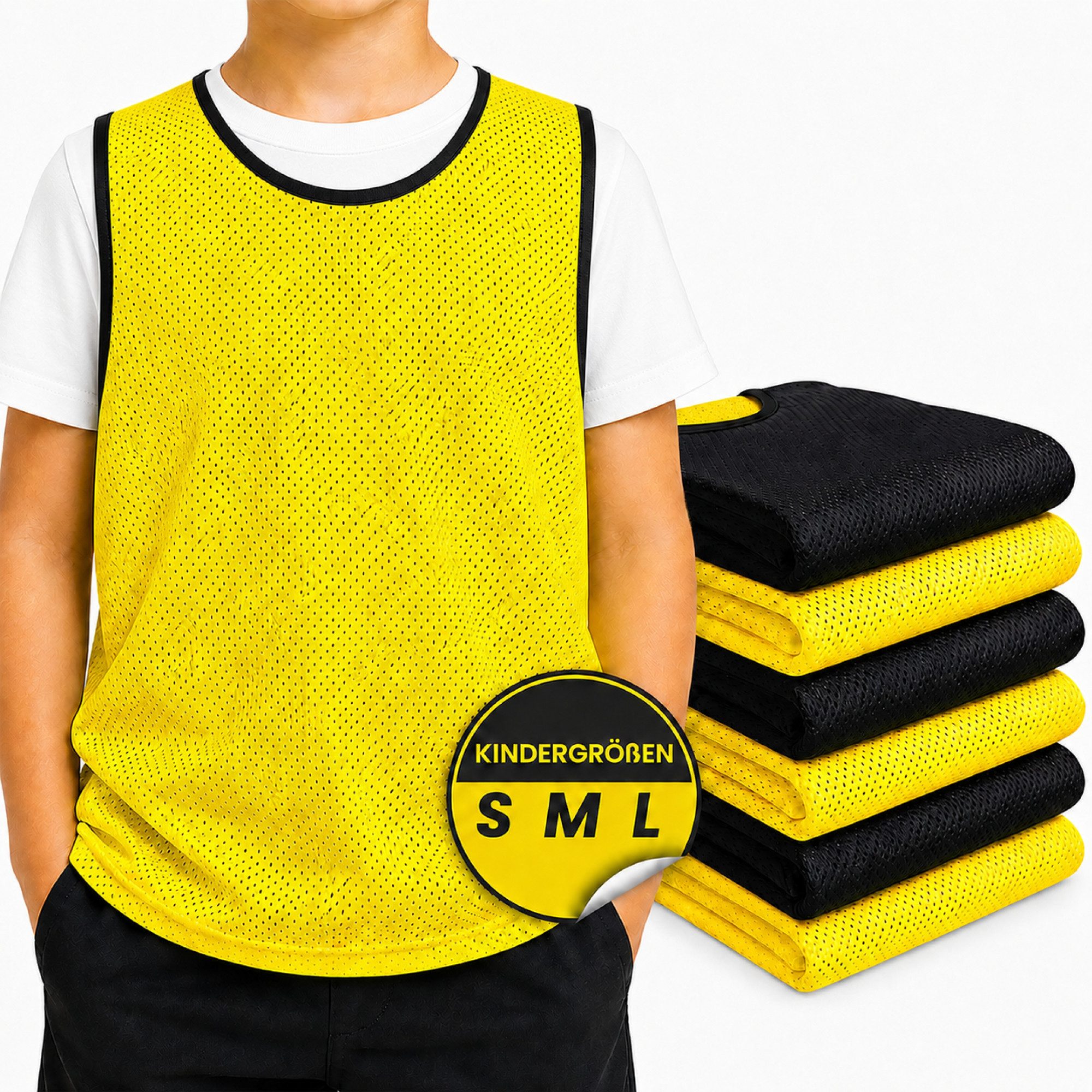 MSZweirad Trainingsleibchen Kyto Fußball Leibchen 6er Set gelb/schwarz Größe S (48x35 cm)