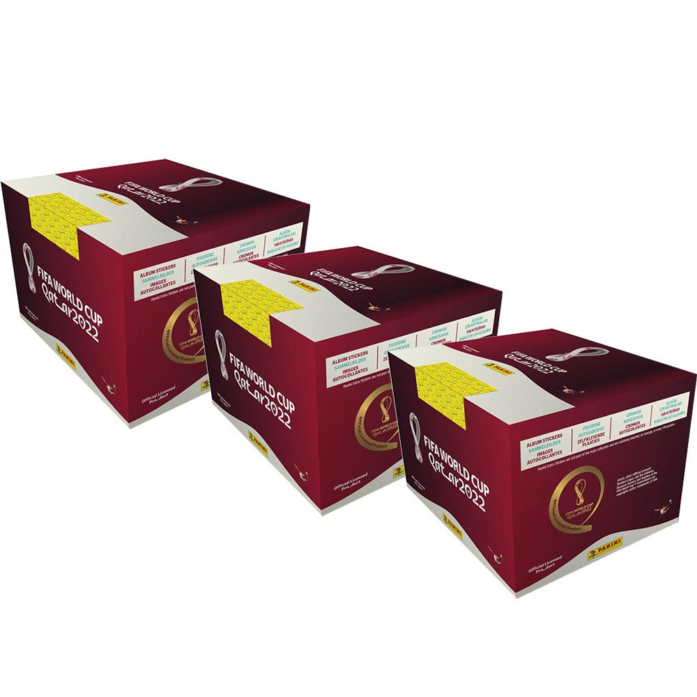 Panini Sammelkarte Panini WM 2022 Qatar Sammelsticker - 3 Displays (300 Tüten)