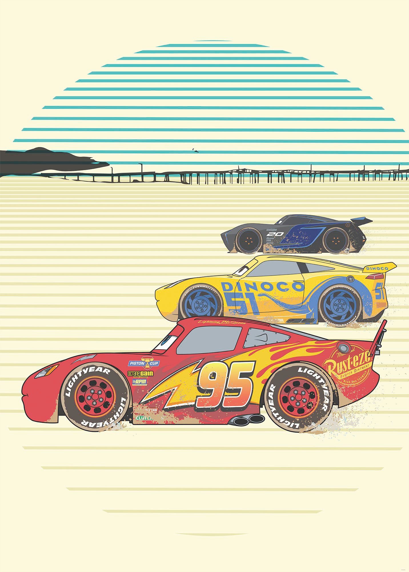 Komar Vliestapete Digitaldruck Vlies - Cars Stream Lines - Размер 200 x 280 cm, glatt, bedruckt, Kinderzimmer