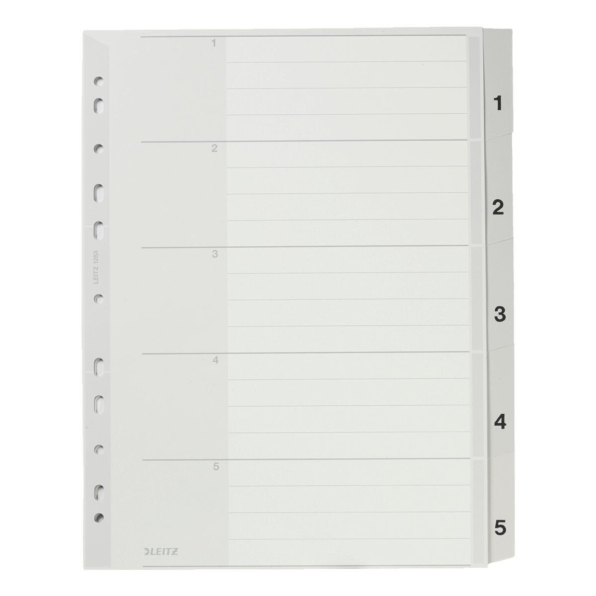 LEITZ Aktenordner 1283, Register 1-5, DIN A4 überbreit, 5-tlg., Kunststoff