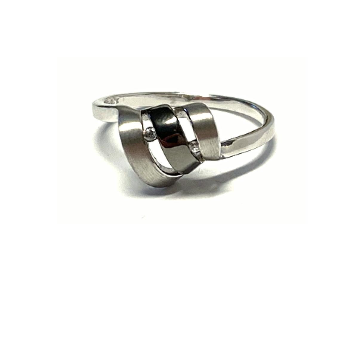 Silberring Silberring 925 Sterling Silber rhod ruthniertem Steg und Zirkonia #58