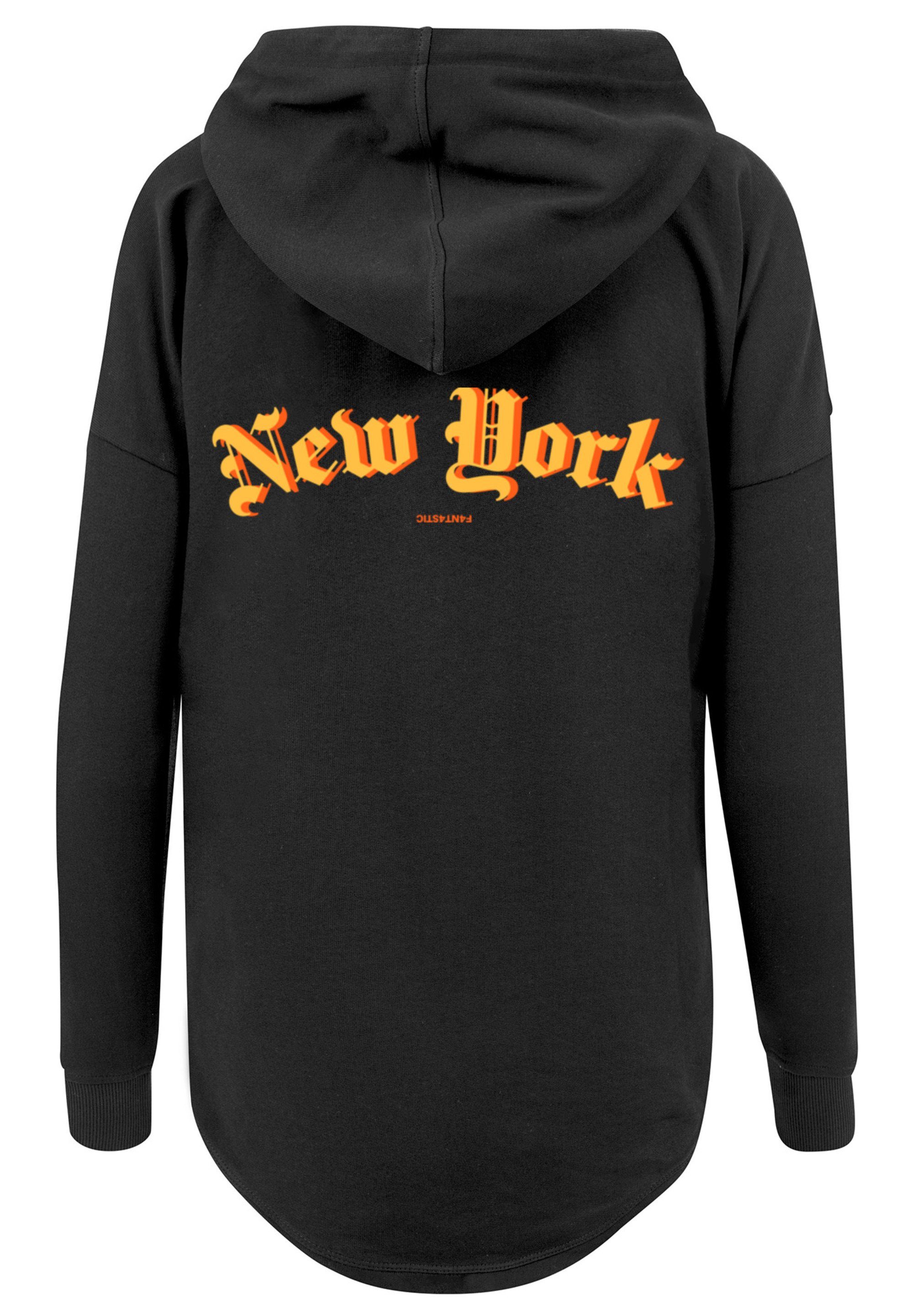 F4NT4STIC Kapuzenpullover New York Orange schwarz HOODIE OVERSIZE Print