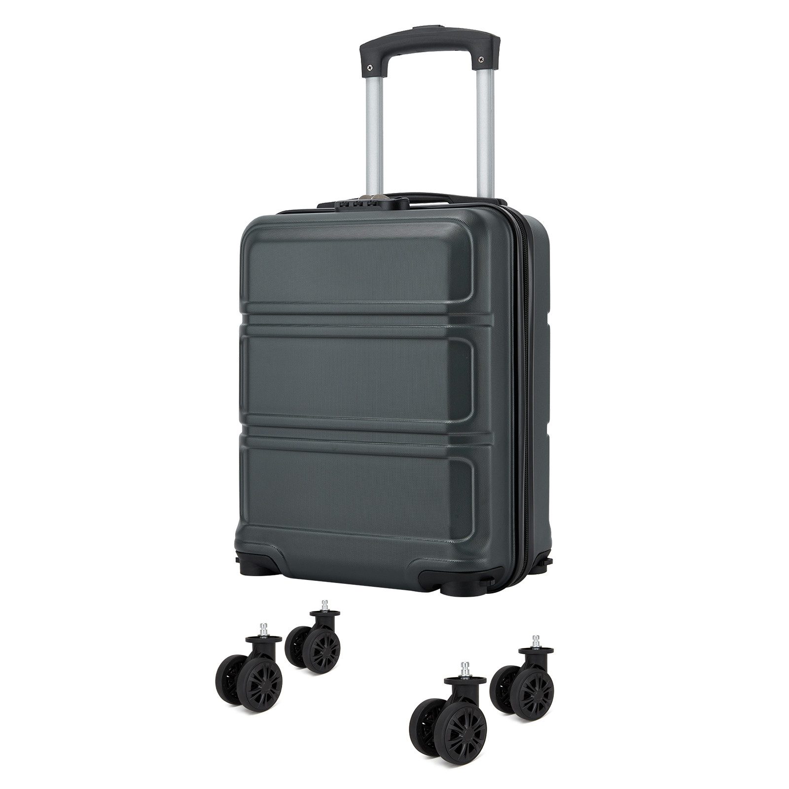KONO Handgepäckkoffer mit abnehmbaren Rollen Leichter Kabinenkoffer (ABS+PC)