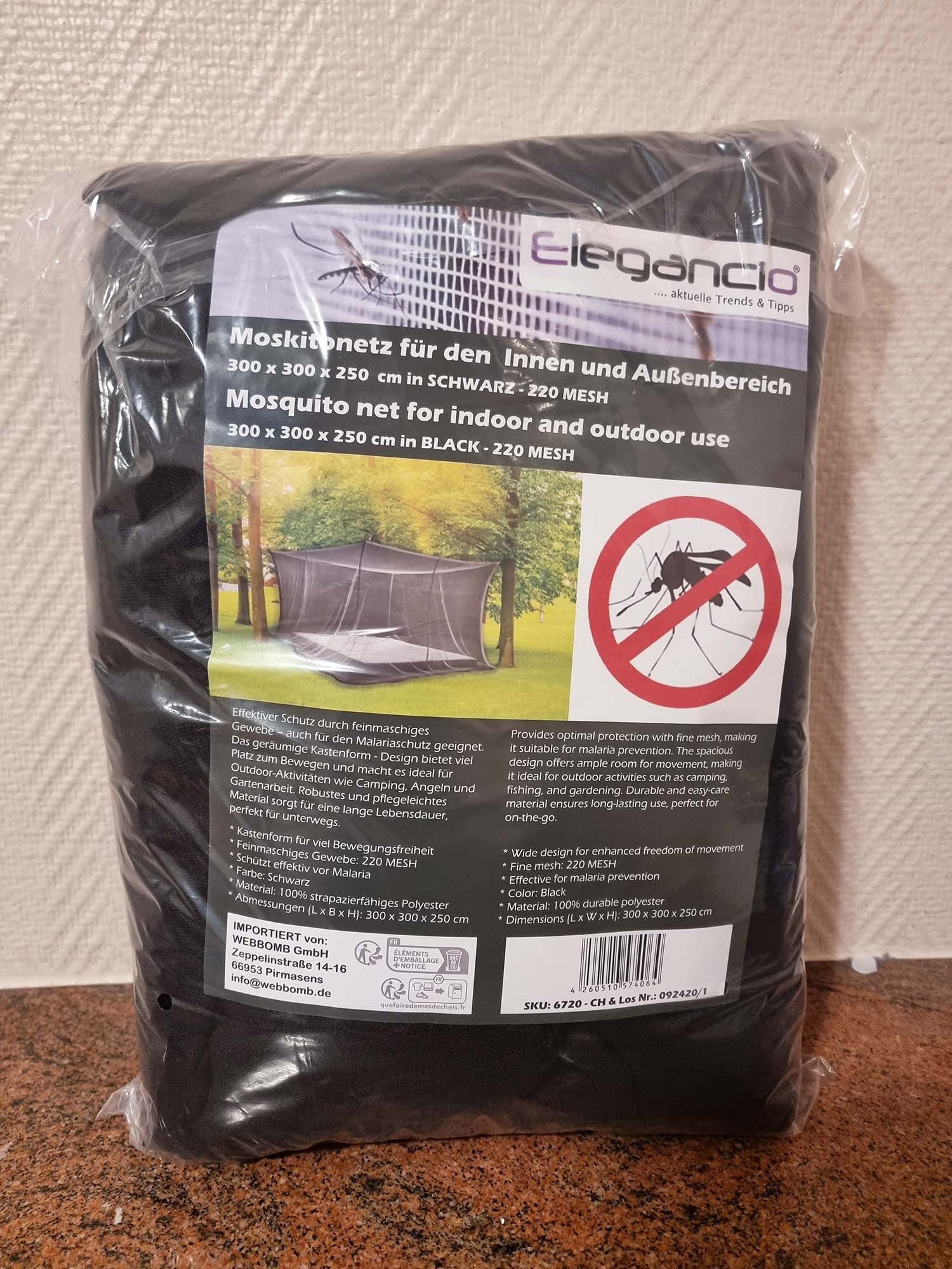 ELEGANCIO Moskitonetz XXL für Innen & Außen weiß 300x300x250cm schwarz