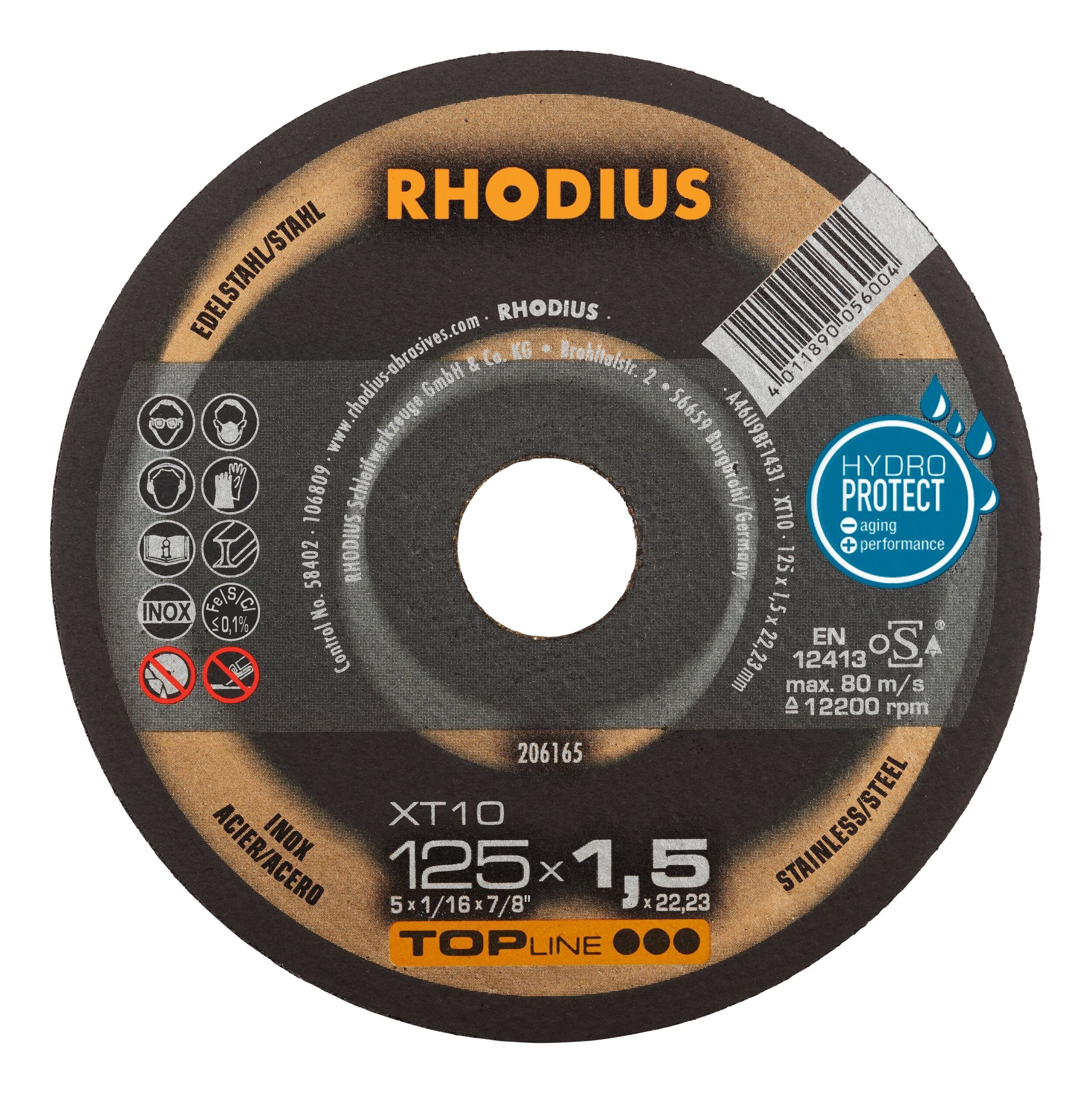 TOPline - Rhodius x Extradünne x 22,23 125 TOPline XTS, mm, 1,5 125 mm Ø Trennscheibe XT10