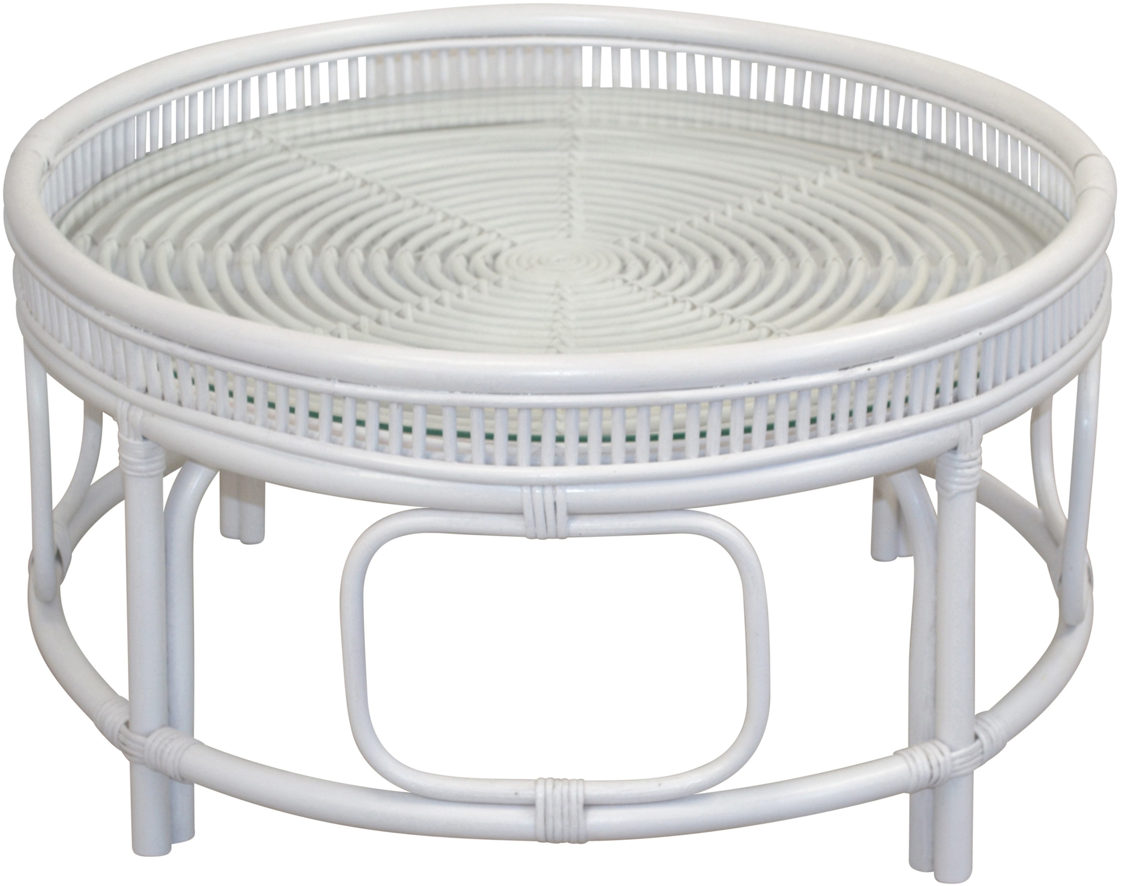 HOFMANN LIVING AND MORE Couchtisch, Rattan-Couchtisch mit oder ohne Glasplatte lieferbar