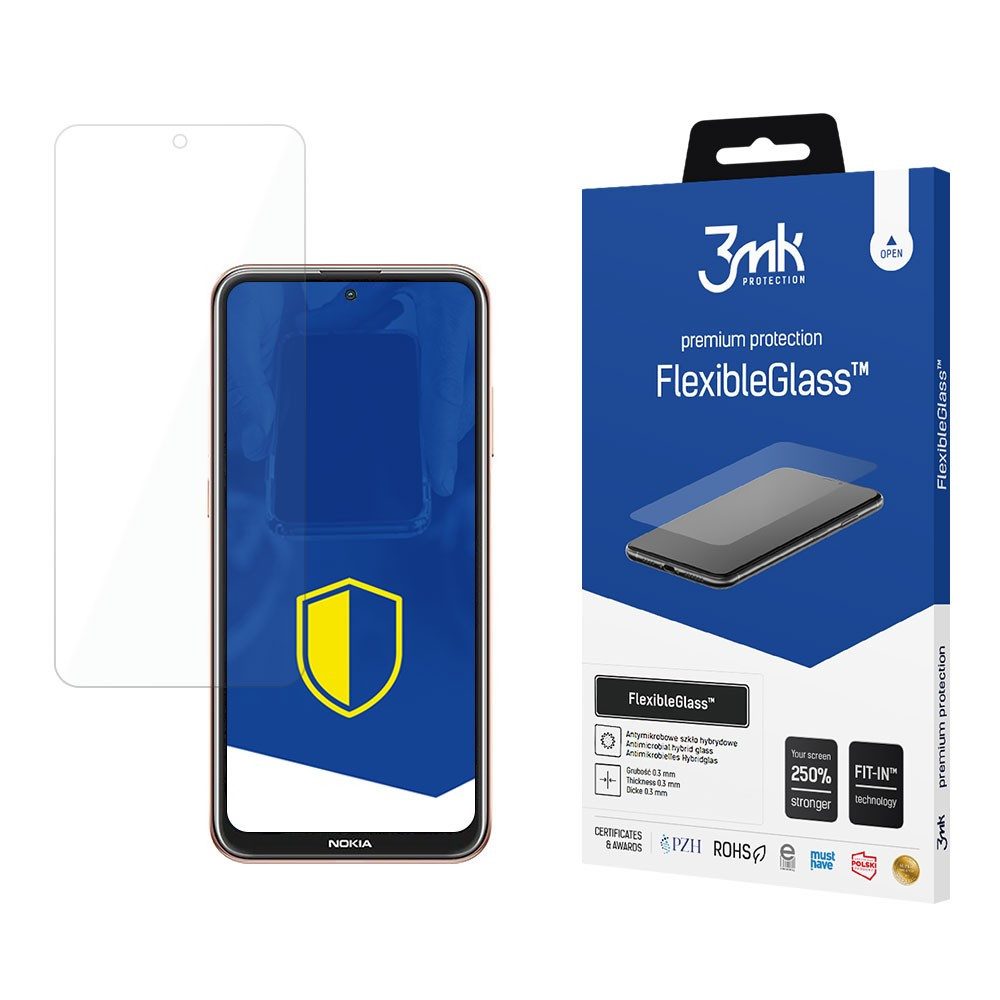 3MK Displayschutzglas Panzerglas Hybridglas Bildschirmschutz für Nokia X20, Spar-Set, 1 Stück, kratzfest, stoßdämpfend, antibakteriell, ölabweisend