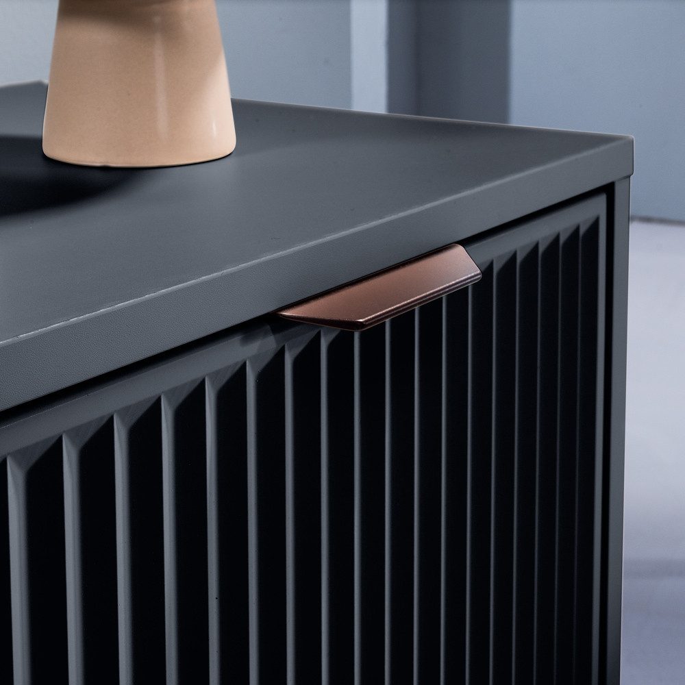 Lomadox Kommode LAURO-161, Sideboard Anrichte Indigo blau Rillenoptik 135 cm Wohnzimmer Esszimmer