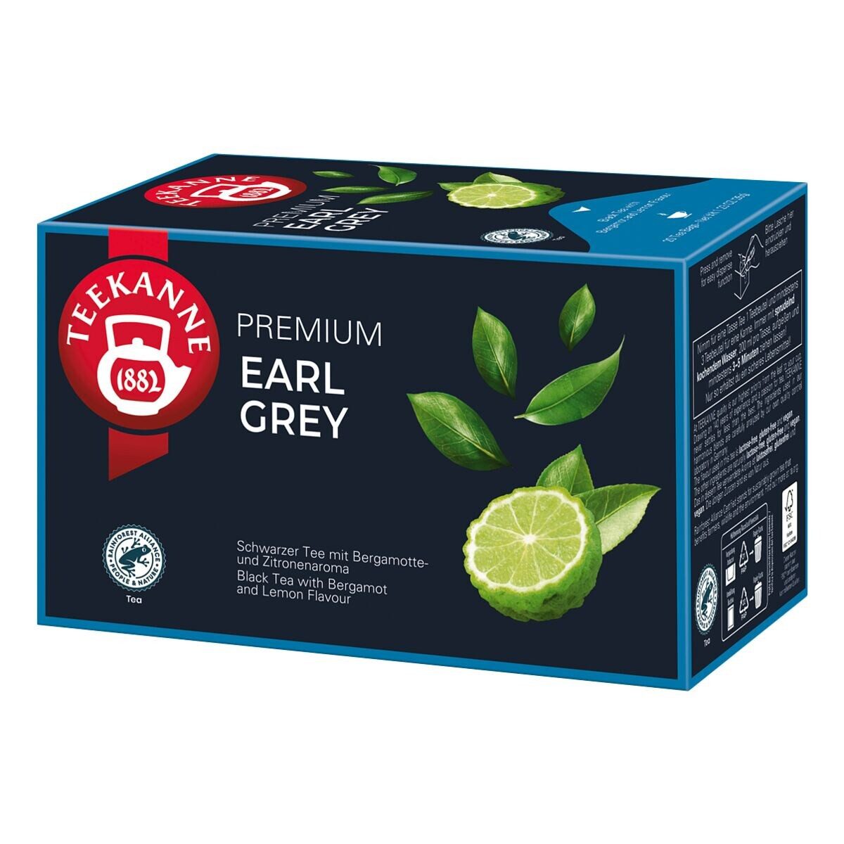 TEEKANNE Tee Premium - Earl Grey, 20 Beutel, Schwarzer Tee mit Bergamotte und Zitronen-Geschmack