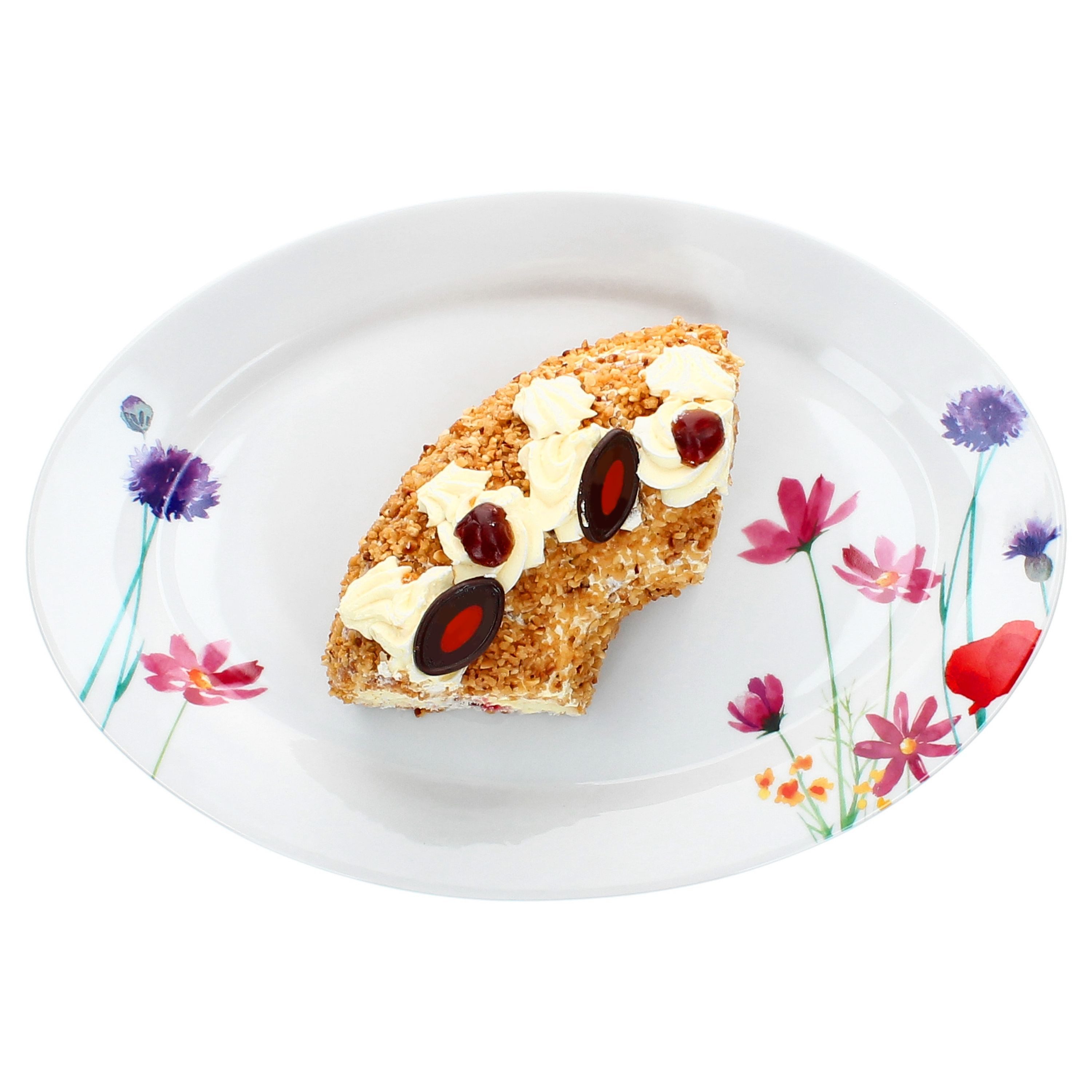 MamboCat Servierplatte Marie Servierplatte oval Porzellan 35,5x24,3cm Blumen Grill-Teller, Porzellan