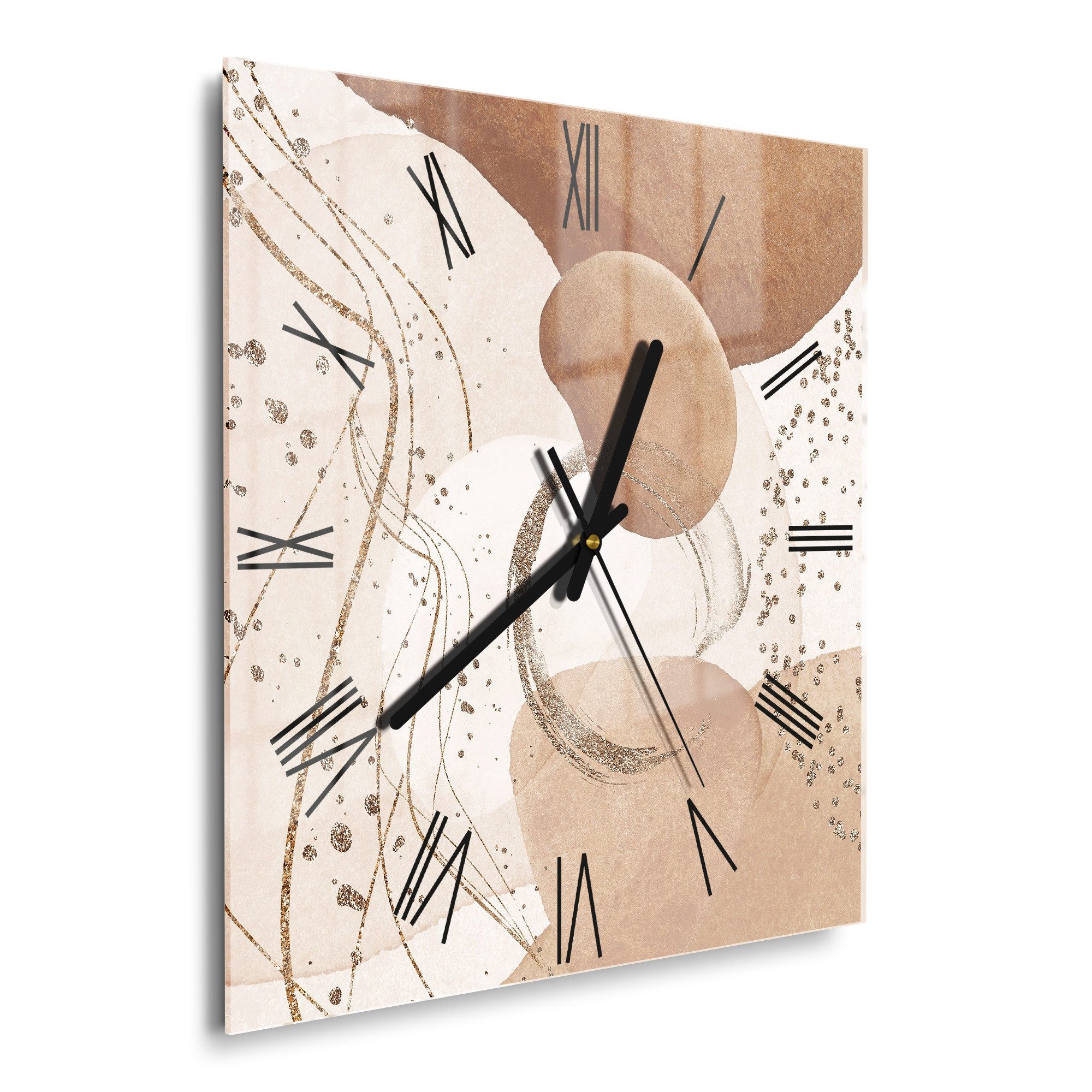 DEQORI Wanduhr 'Erdfarbene Eleganz' (Glas Glasuhr günstig online kaufen