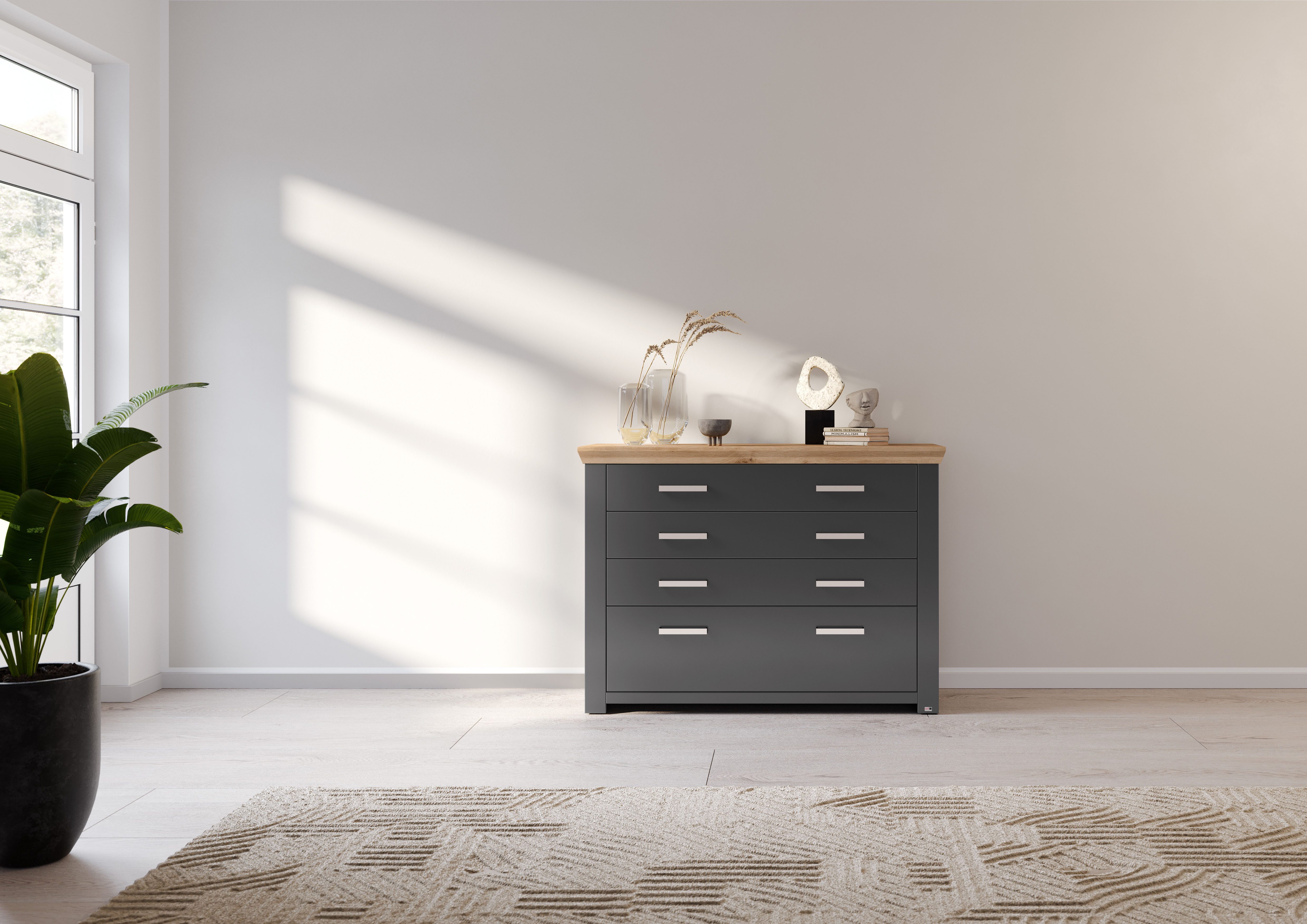 set one by Musterring Kommode York Schlafen (1 St), 8 Schubkästen an 4 Fronten, zwei Farbvarianten, Metallgriff, B129cm