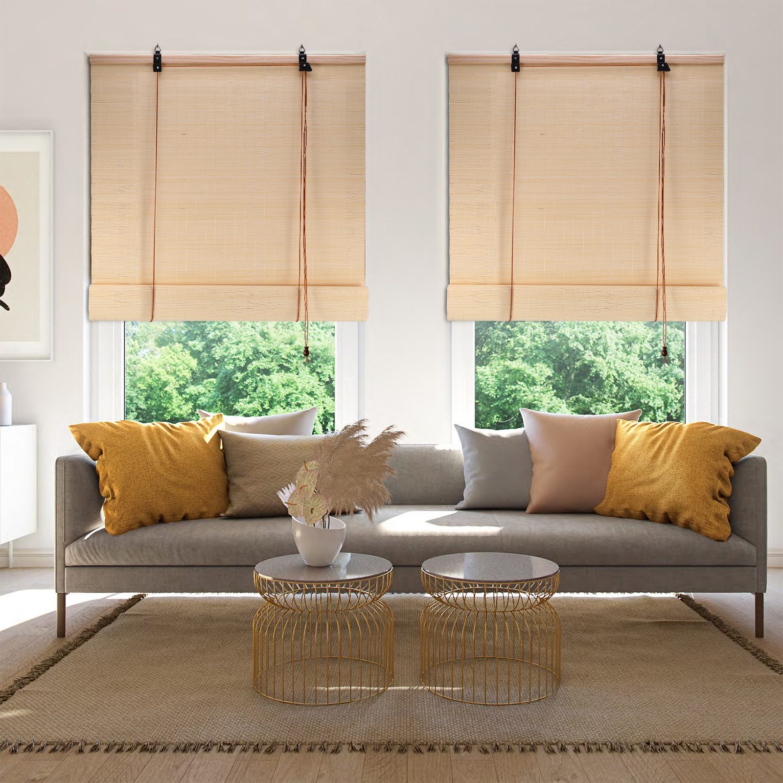 Seitenzugrollo Bambus Raffrollo Sonnenschutz Sichtschutz Rollo, für Fenster günstig online kaufen