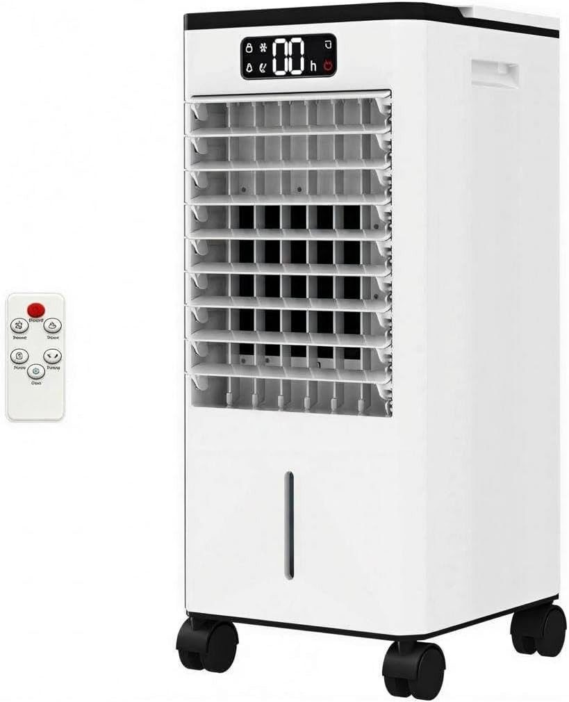 GarveeMore Ventilatorkombigerät Tragbare leise Klimaanlage 3in1,energiesparender Lüfter Luftbefeuchter, Tragbare leise,3 Geschwindigkeiten,12h Timer,120° Oszillation