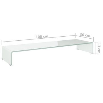 vidaXL TV-Schrank TV-Tisch Bildschirmerhöhung Glas Weiß 100 x 30 x 13 cm