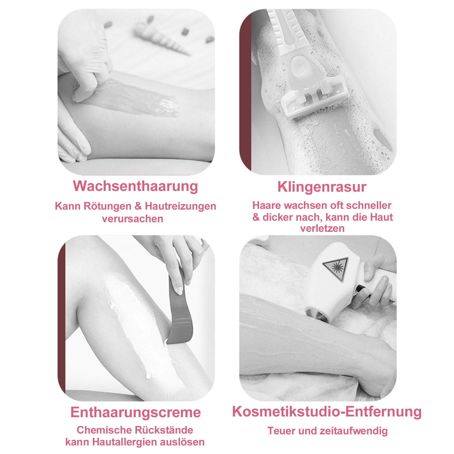 Senmudi Epilierer Damen für Haarentfernung, 5-in-1 Elektrischer Rasierer Frauen mit usb, Aufsätze: 9 St., Epilierer mit schwenkbarem Kopf,Wet & Dry mit 5 Extras,schmerzfrei, USB-Aufladung & kabellos für Beine,Körper,Gesicht, Beine und Arme,Rosa