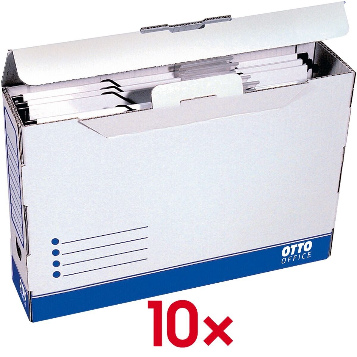 Otto Office Archivcontainer small (10 St), mit Steckverschluss, Griffloch, Beschriftunsfeld