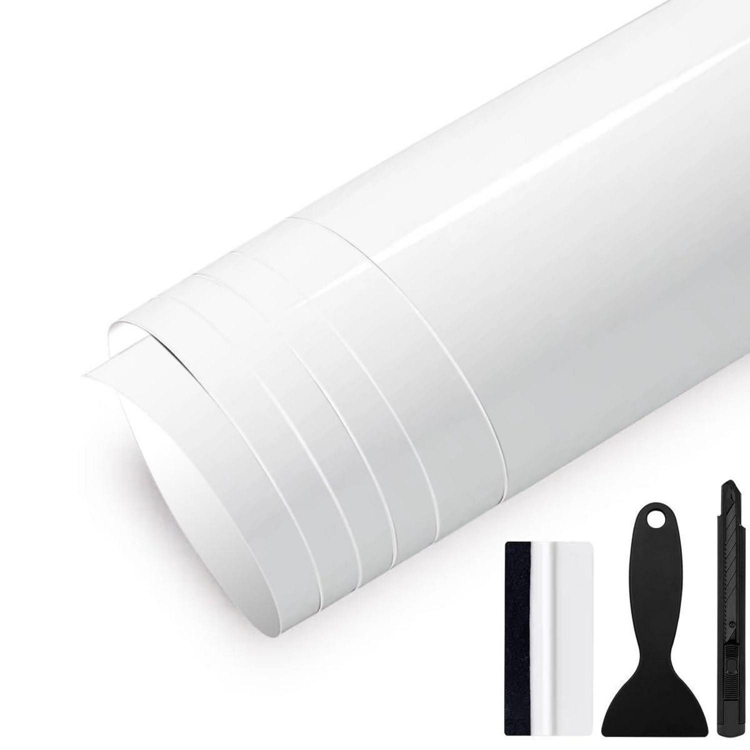 LuxusKollektion Lackschutzfolie Autofolie selbstklebend blasenfrei Luftkanäle 50cm x 300cm Weiß Glanz