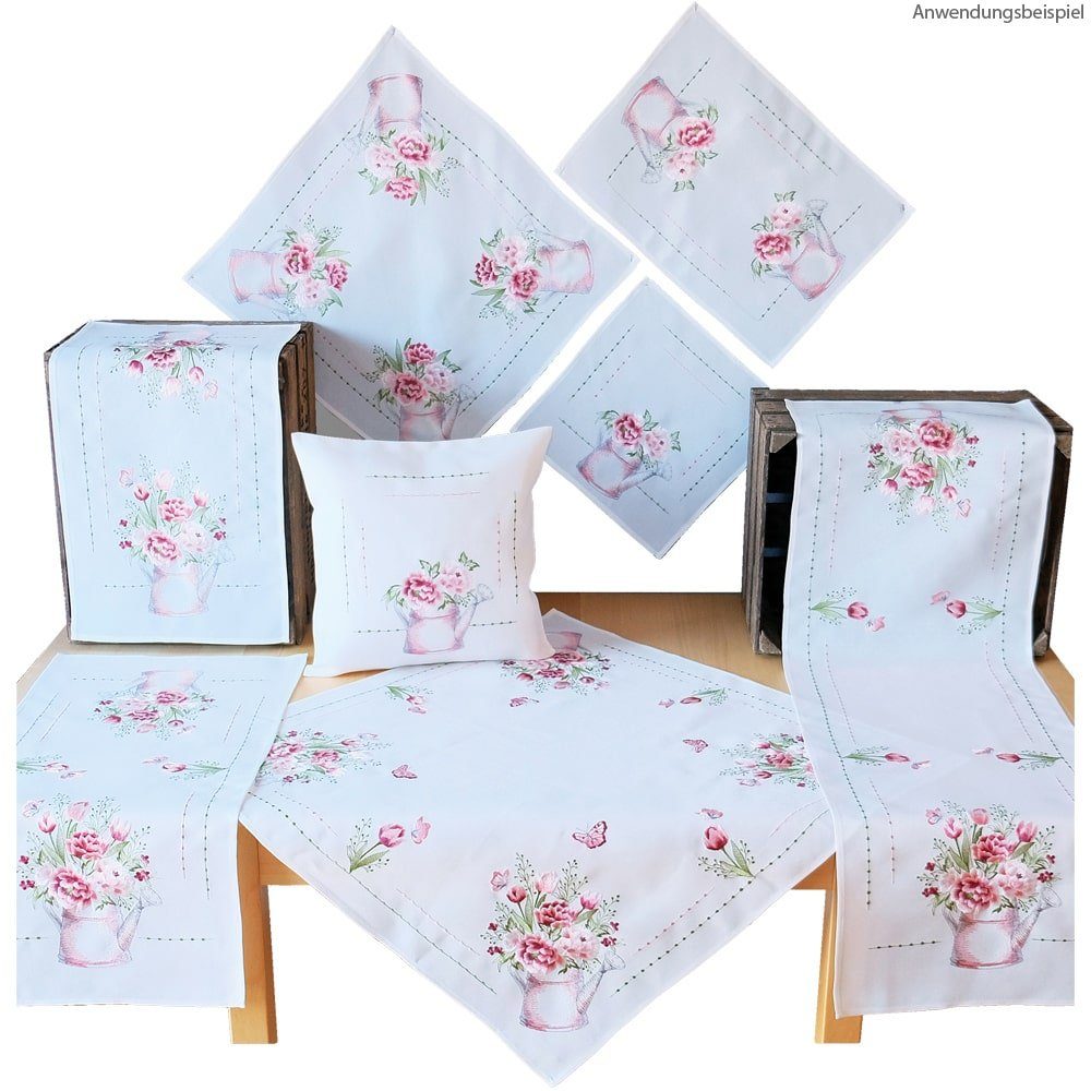matches21 HOME & HOBBY Tischdecke Tischläufer LEA Blumenstrauß & Gießkanne Polyester 35 x 50 cm (1-tlg), Pflegeleicht & waschbar bei 30 °C – Bild 2 von 2