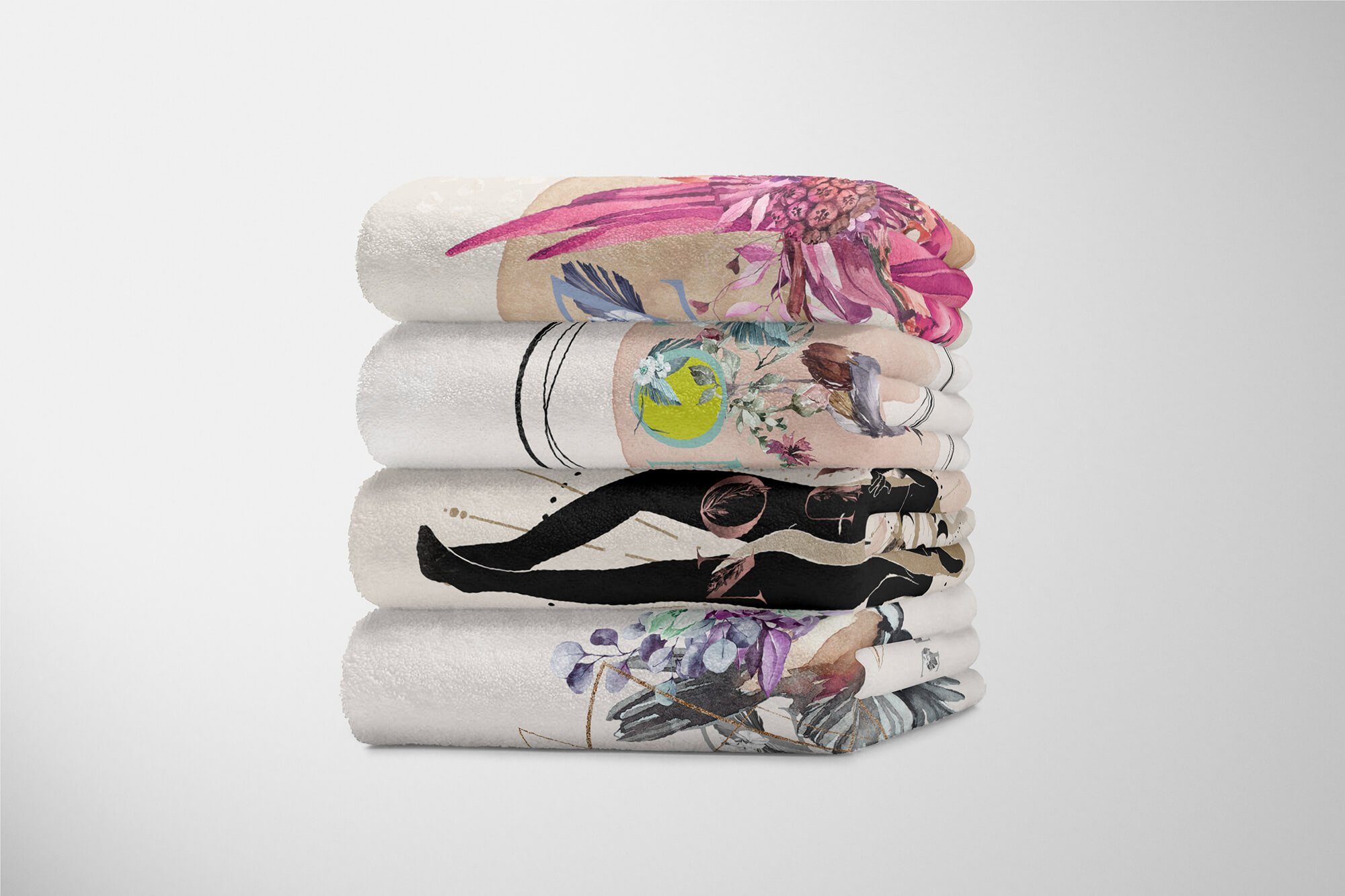 Sinus Art Handtücher Handtuch (1-St), Kunstvoll Handtuch Schlange Frau Mondzykl, Baumwolle-Polyester-Mix Strandhandtuch junge Kuscheldecke Saunatuch
