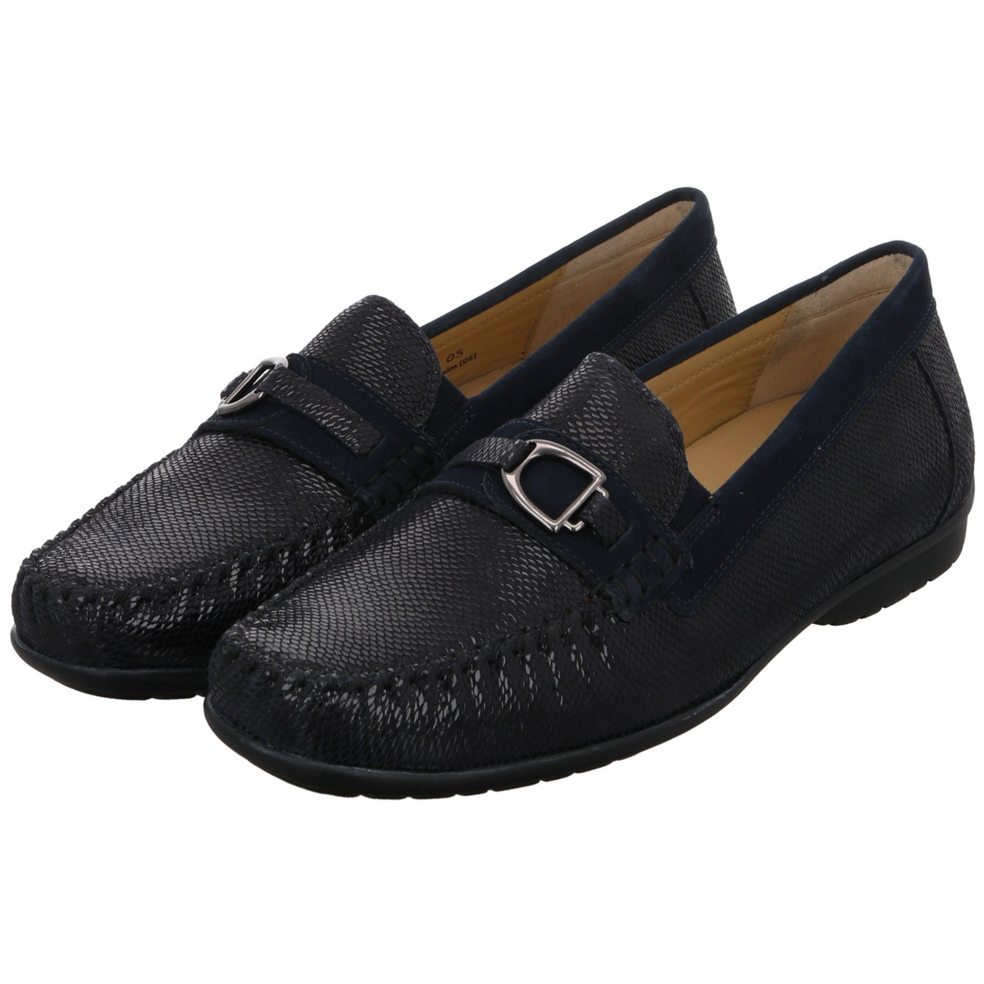 Schuhe Mokassin indigo Damen Lackleder SIOUX Cortizia Slipper Mokassin