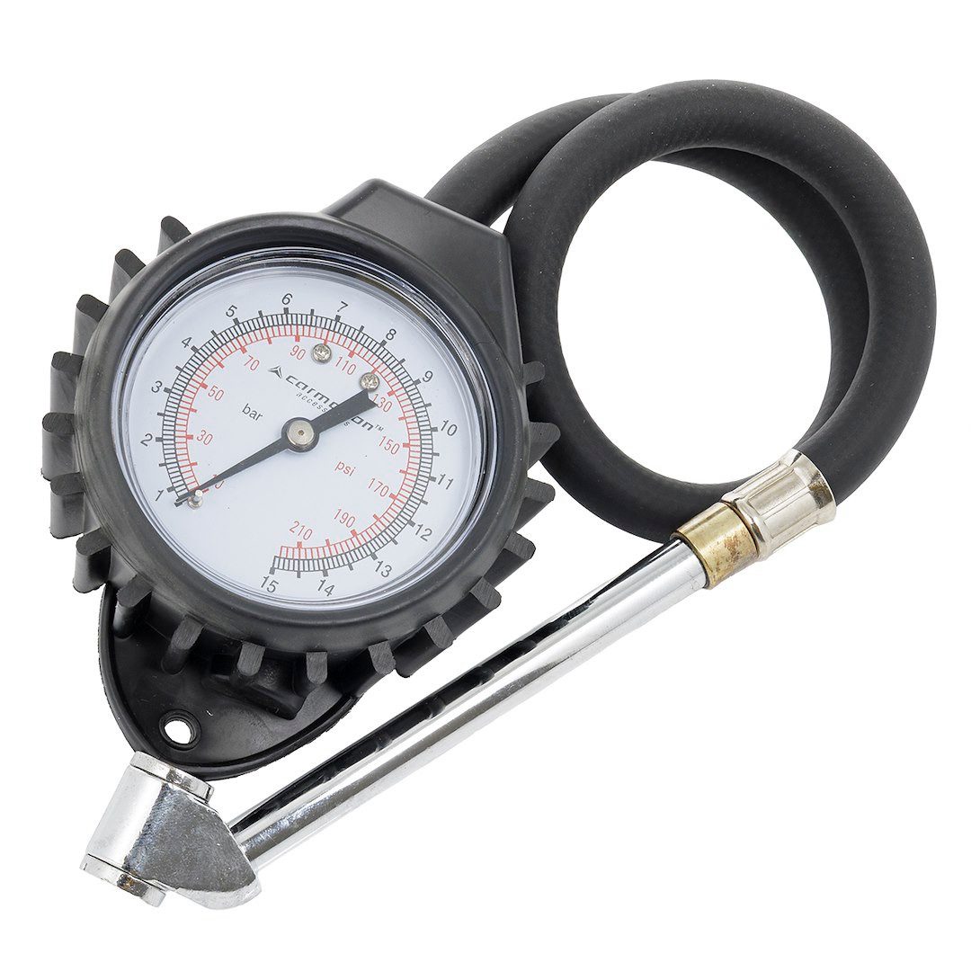 Carmotion Reifenfüllmessgerät Manometer 15 BAR mit Gummischlauch, Manometer 15 BAR mit Gummischlauch