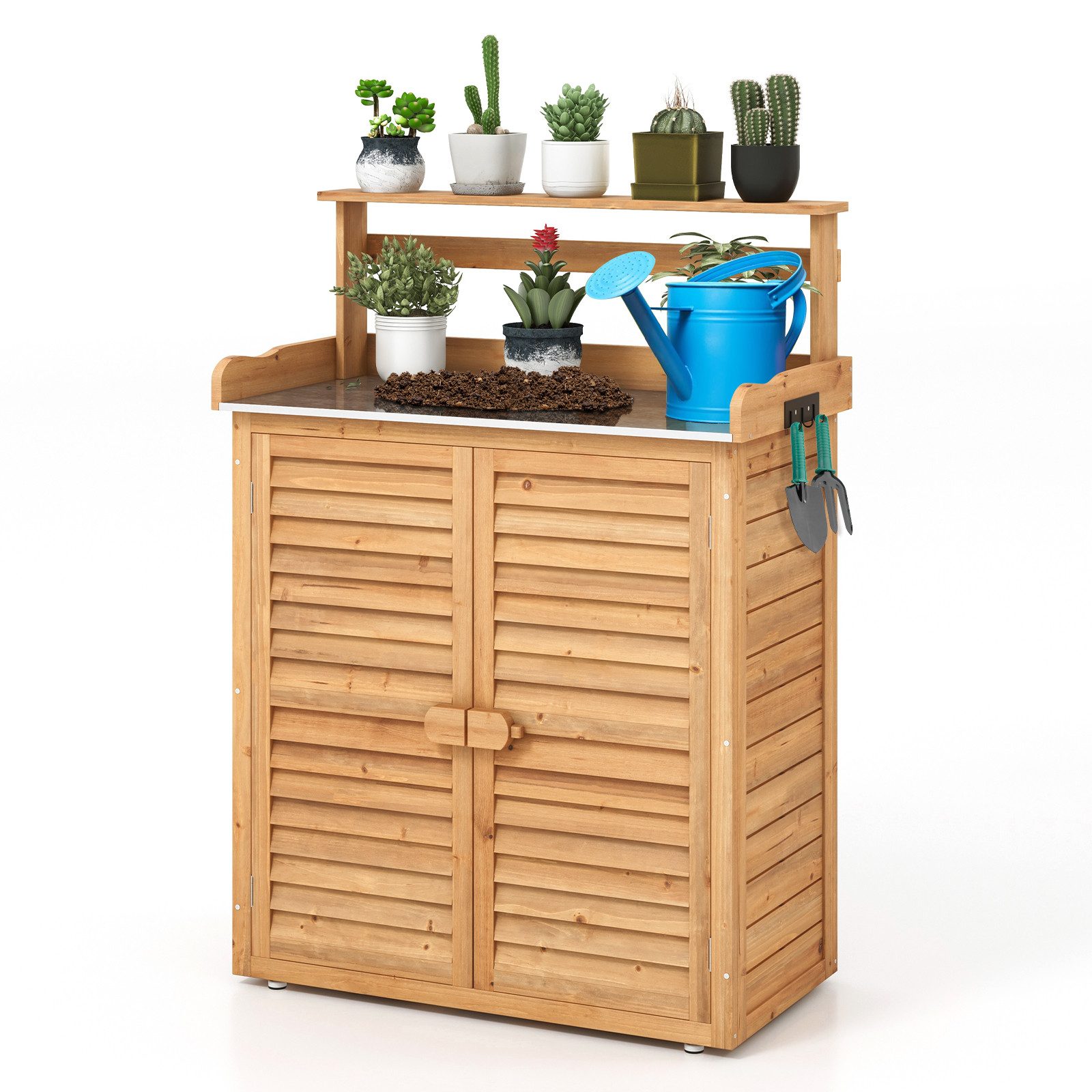 KOMFOTTEU Pflanztisch, Pflanztisch mit Unterschrank, 87 x 45 x 120 cm