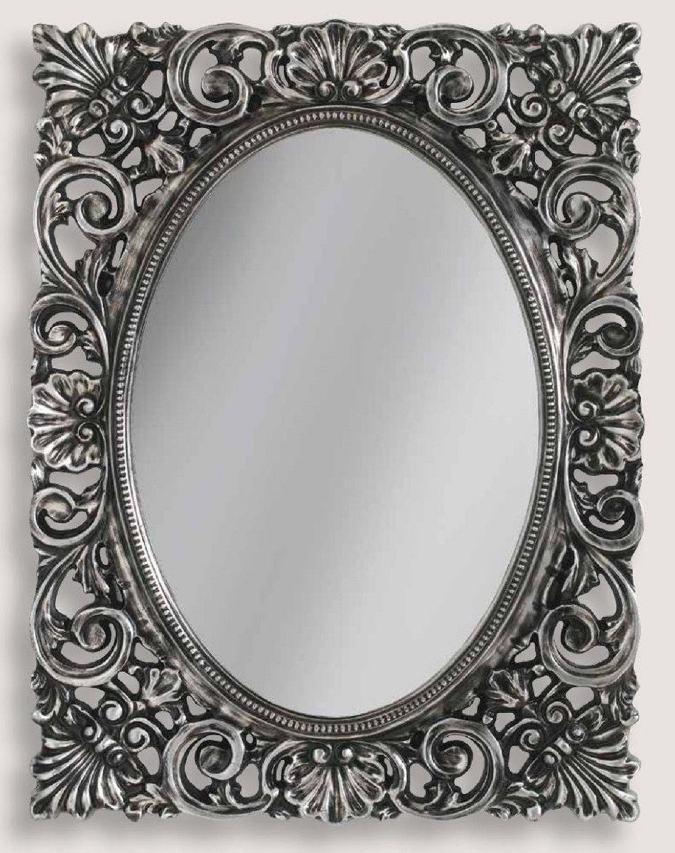 Casa Padrino Barockspiegel Luxus Barock Wandspiegel Silber - Eleganter Spiegel im Barockstil - Barock Wohnzimmer Spiegel - Barock Garderoben Spiegel - Barock Möbel