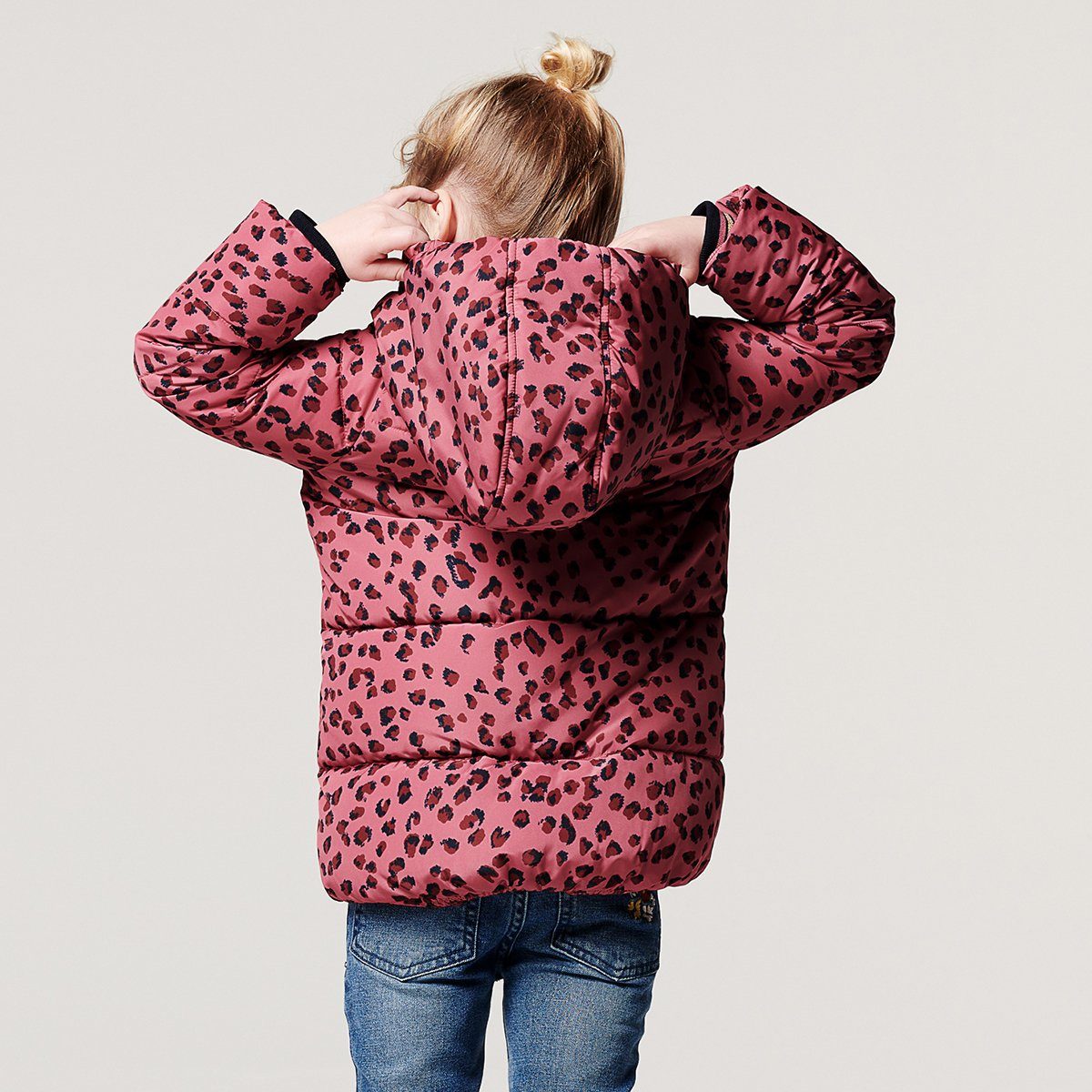 Noppies Winterjacke Baby Jacke Villiers Mauvewood - Mädchen Leopardenmuster mit Kapuze